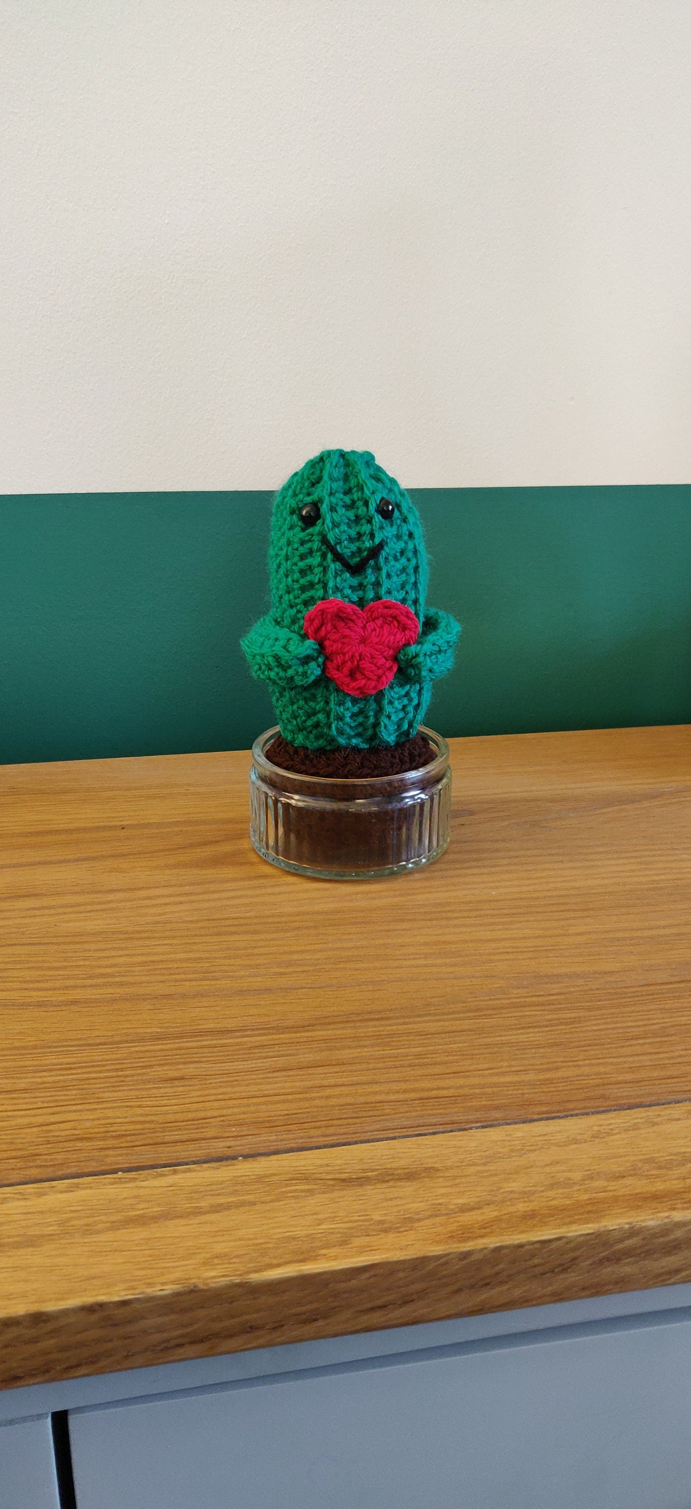 Crochet Cactus with Heart, Unique Anniversary Gift