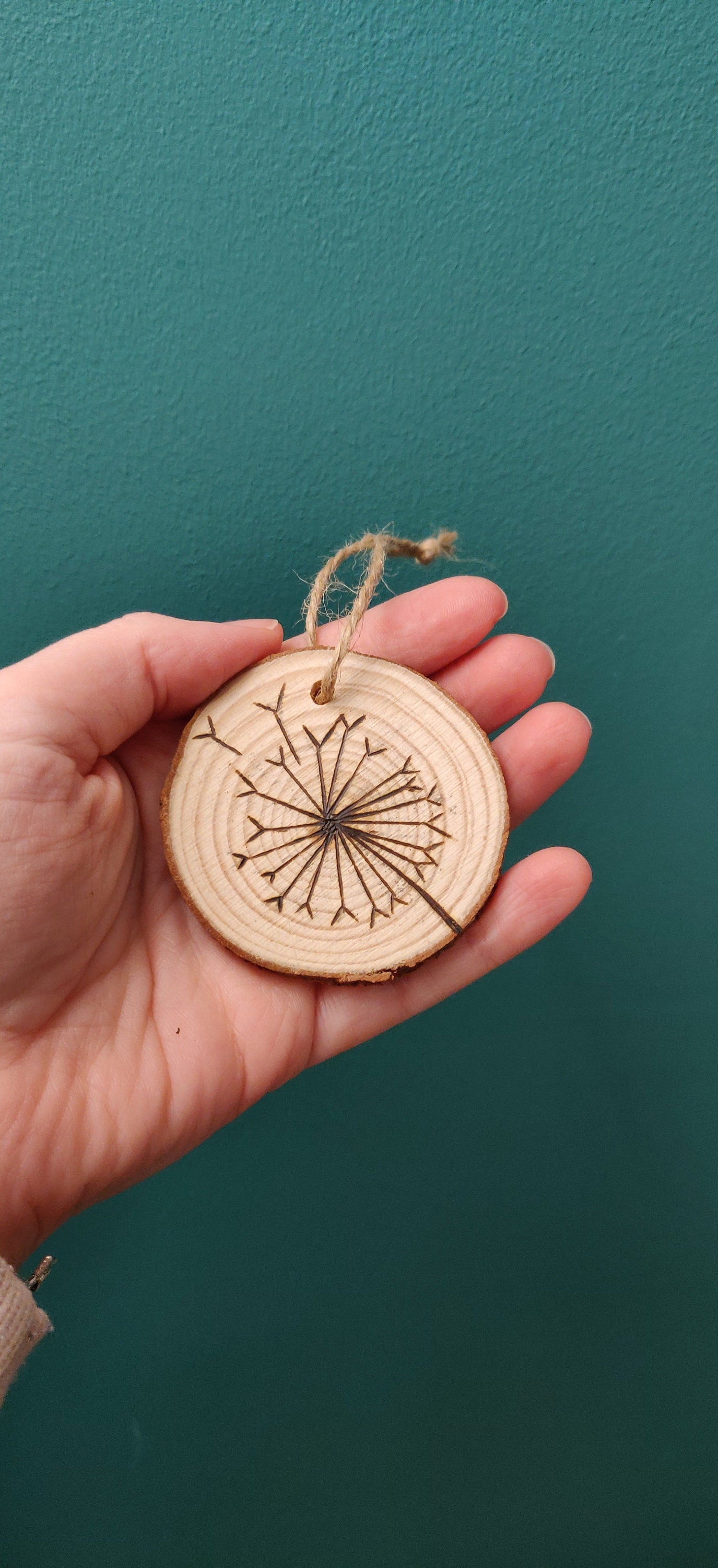 Dandelion Wooden Decoration, Dandelion Art, Flower Gift for Birthday, Gift for her, Girls, Door Hander, Car Decor, Fairy Wish, Fairy Garden