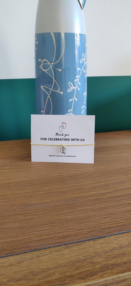 Baby Shower Favour Bracelet, Baby Feet Charm Bracelet, New Baby Gift For Mum, Christening Favours, Birthday, Gender Reveal Party Favours