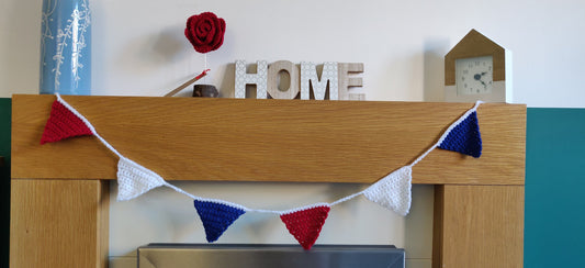 British Bunting, Red, White and Blue Bunting, Royal Flag Decoration, Olympic Party, Union Jack, Garland, Paris 2024, Euros Football