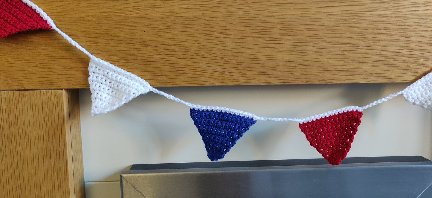 British Bunting, Red, White and Blue Bunting, Royal Flag Decoration, Olympic Party, Union Jack, Garland, Paris 2024, Euros Football
