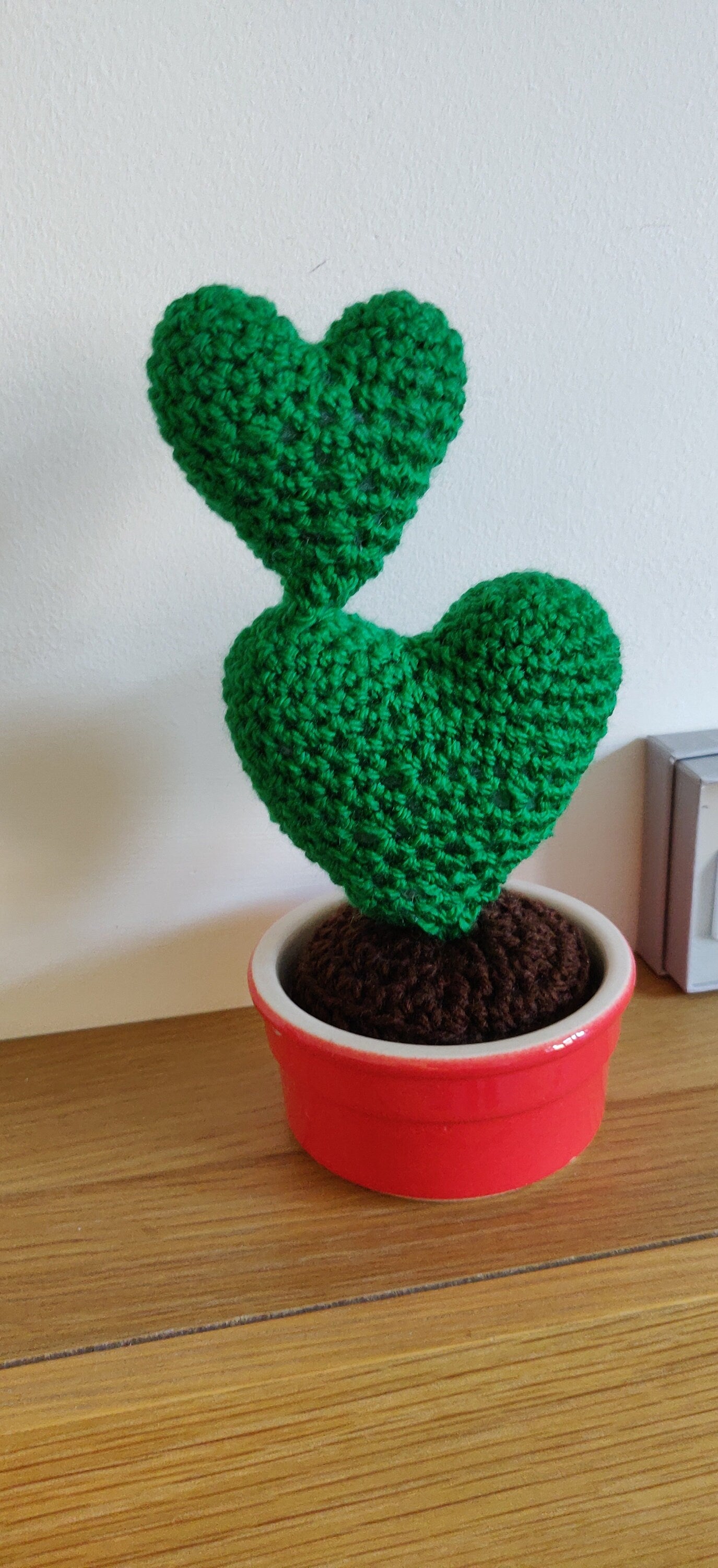 Valentine's Day Plant Gift, Crochet Heart Cactus, Valentine's Present, Wool Anniversary, Heart Plant Gift for Her, Heart Cactus Gift