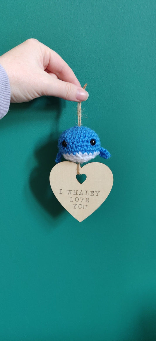 Crochet Blue Whale Sign, I Whaley Love You, Valentine's Gift