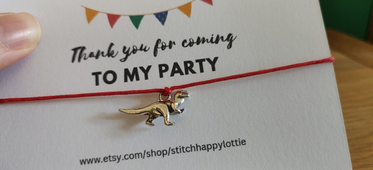 Thank you for Coming to my Party Bracelet, Dinosaur Party Favours, Dinosaur Bracelet for Boy or Girl, Party Bag, Birthday Gift for Kids
