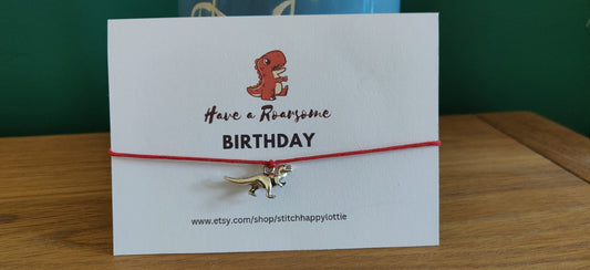Have a Roar-some Birthday, Dinosaur Bracelet, Dinosaur Birthday Present for Kids, Kids Bracelet, T-rex Gift, Red Bracelet, Birthday Gift