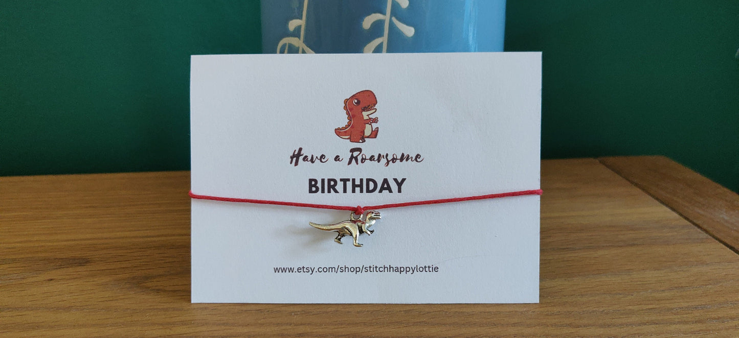 Have a Roar-some Birthday, Dinosaur Bracelet, Dinosaur Birthday Present for Kids, Kids Bracelet, T-rex Gift, Red Bracelet, Birthday Gift