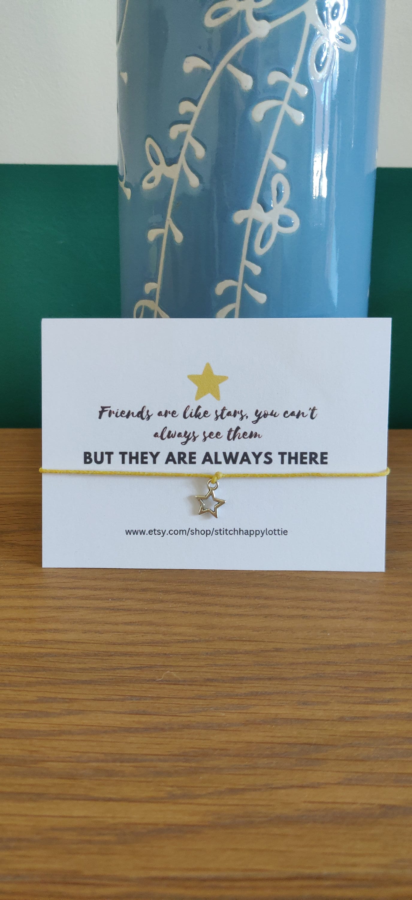 Star Charm Bracelet, Yellow Cord Friendship Gift