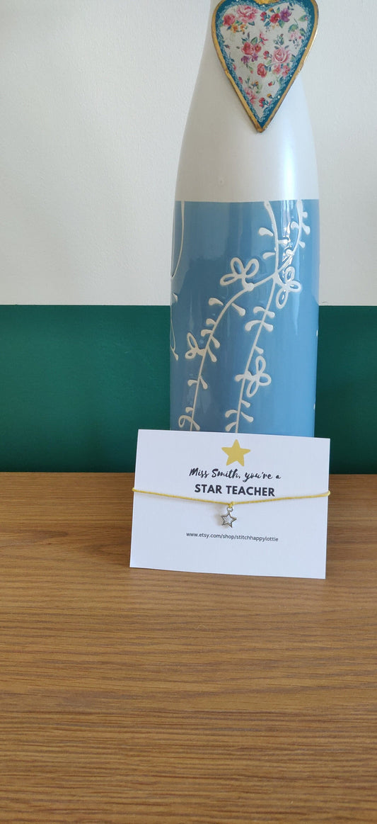 Personalised Star Teacher Gift, Star Bracelet, Teacher Gift, Star Charm Bracelet, Yellow Bracelet for Teacher, End of Term Gift, Christmas