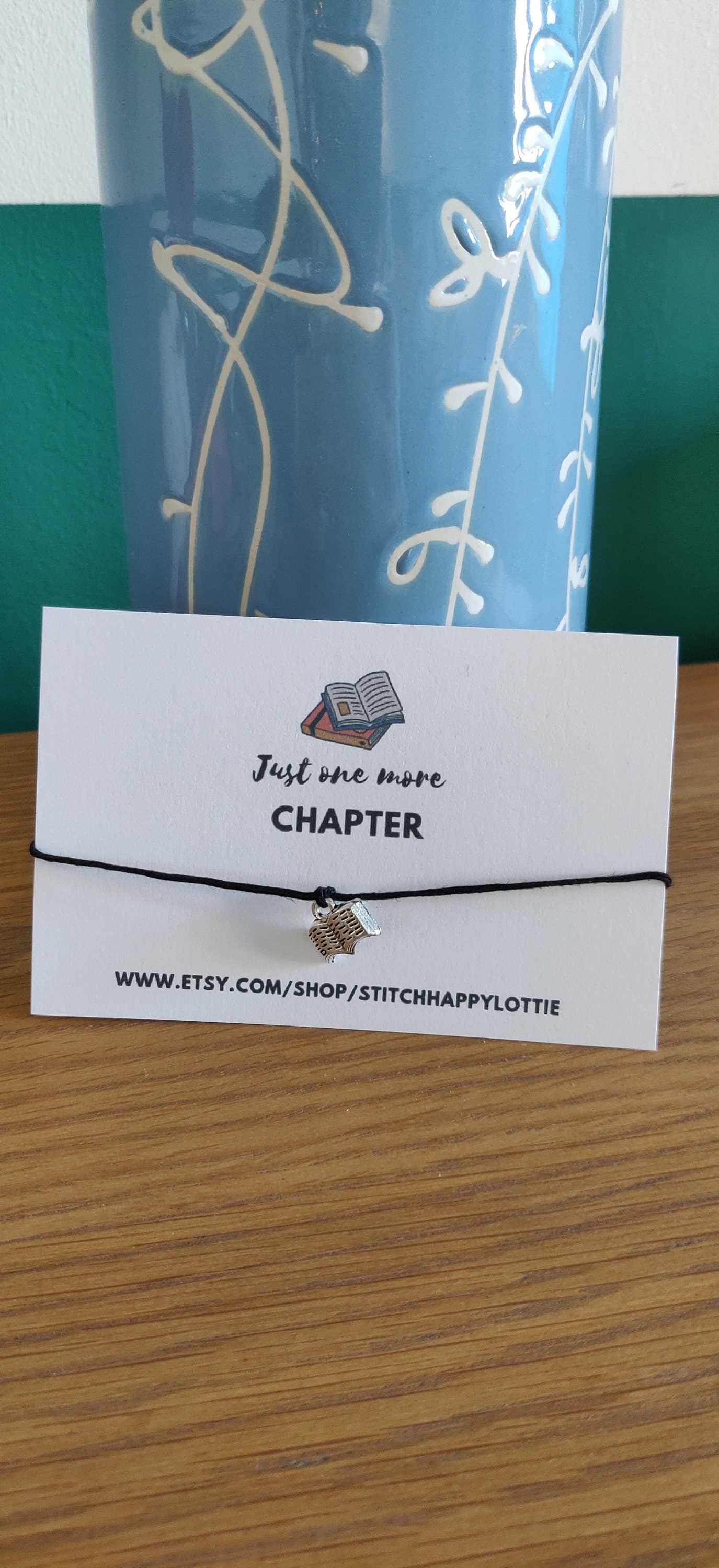 Book Charm Bracelet: Silver Open Book, Black Cord, Adjustable