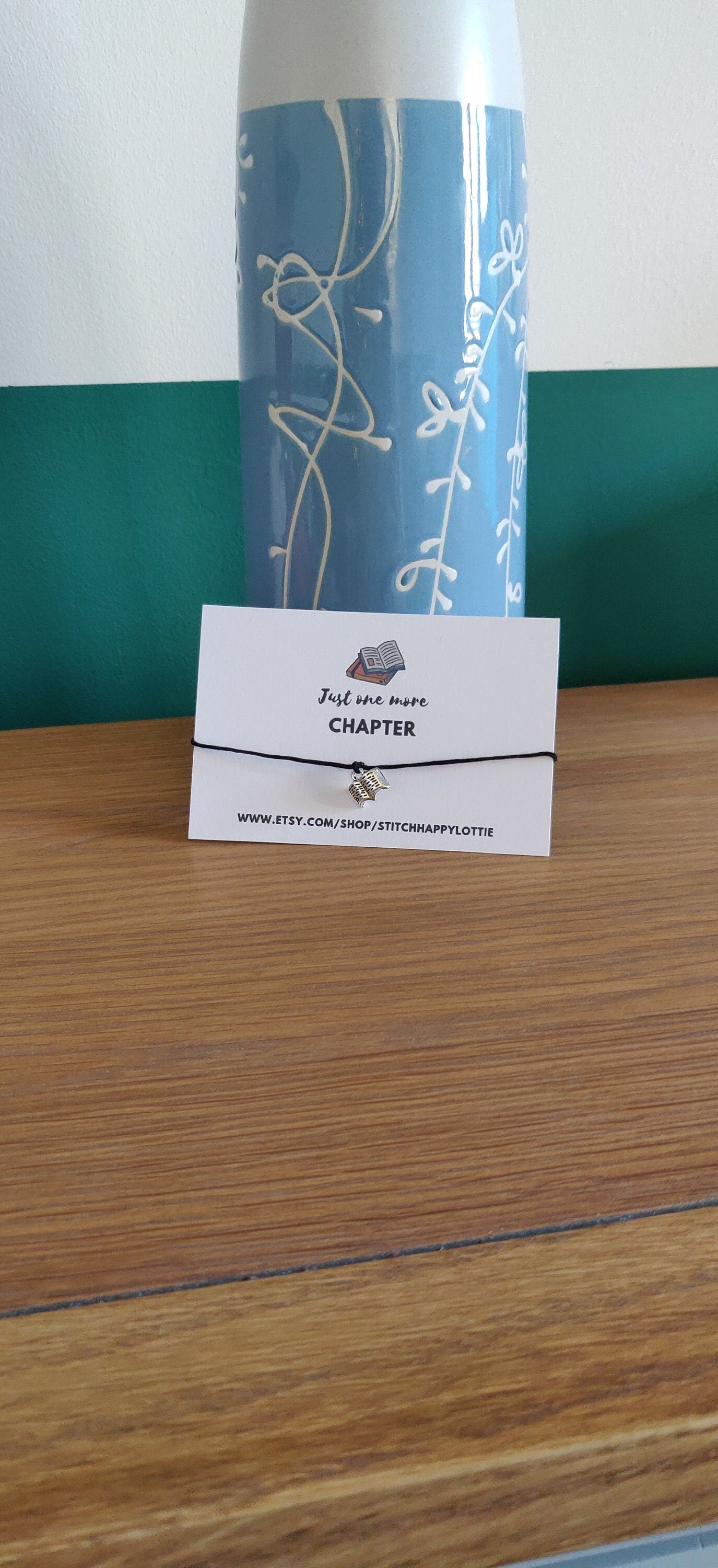 Book Charm Bracelet: Silver Open Book, Black Cord, Adjustable