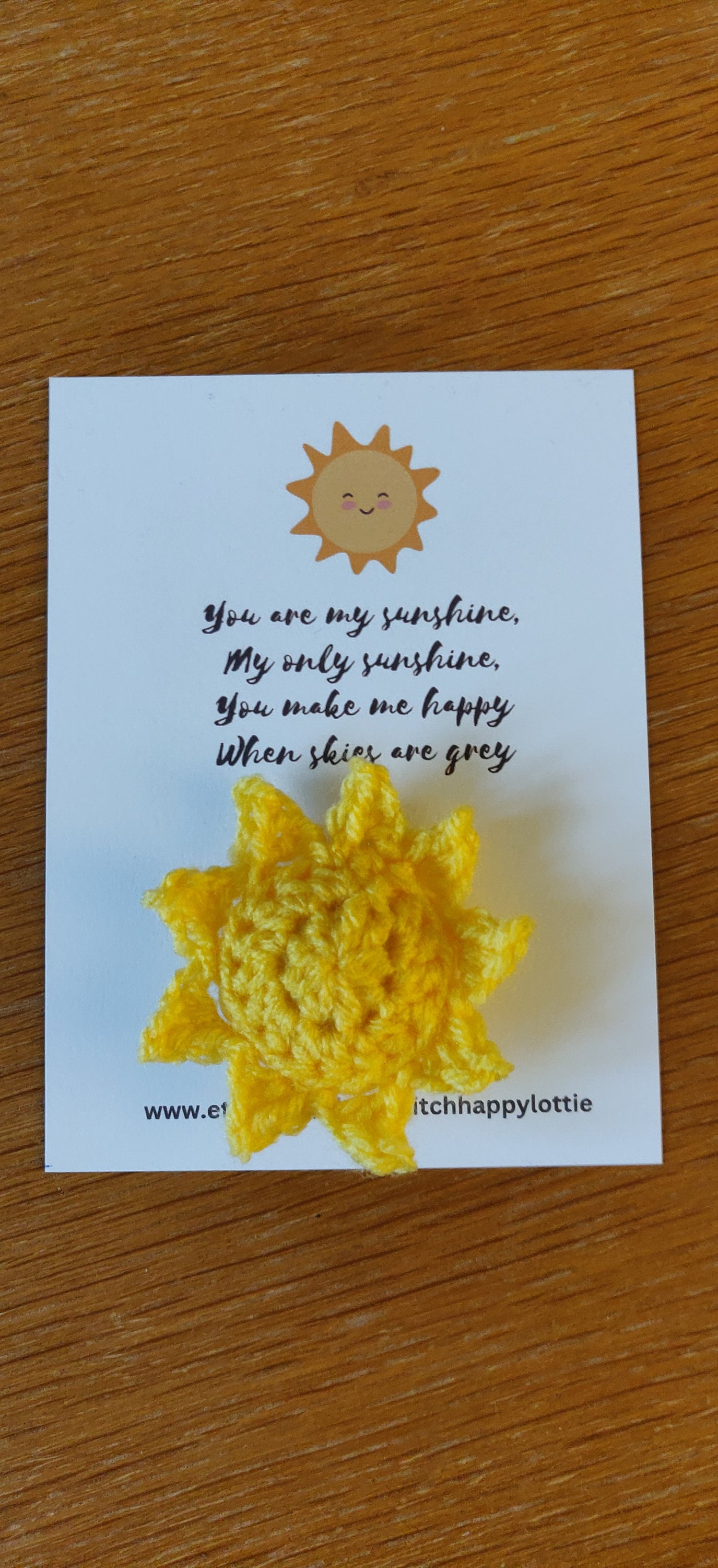 Crochet Sunshine Pocket Hug Token, Positive Gift