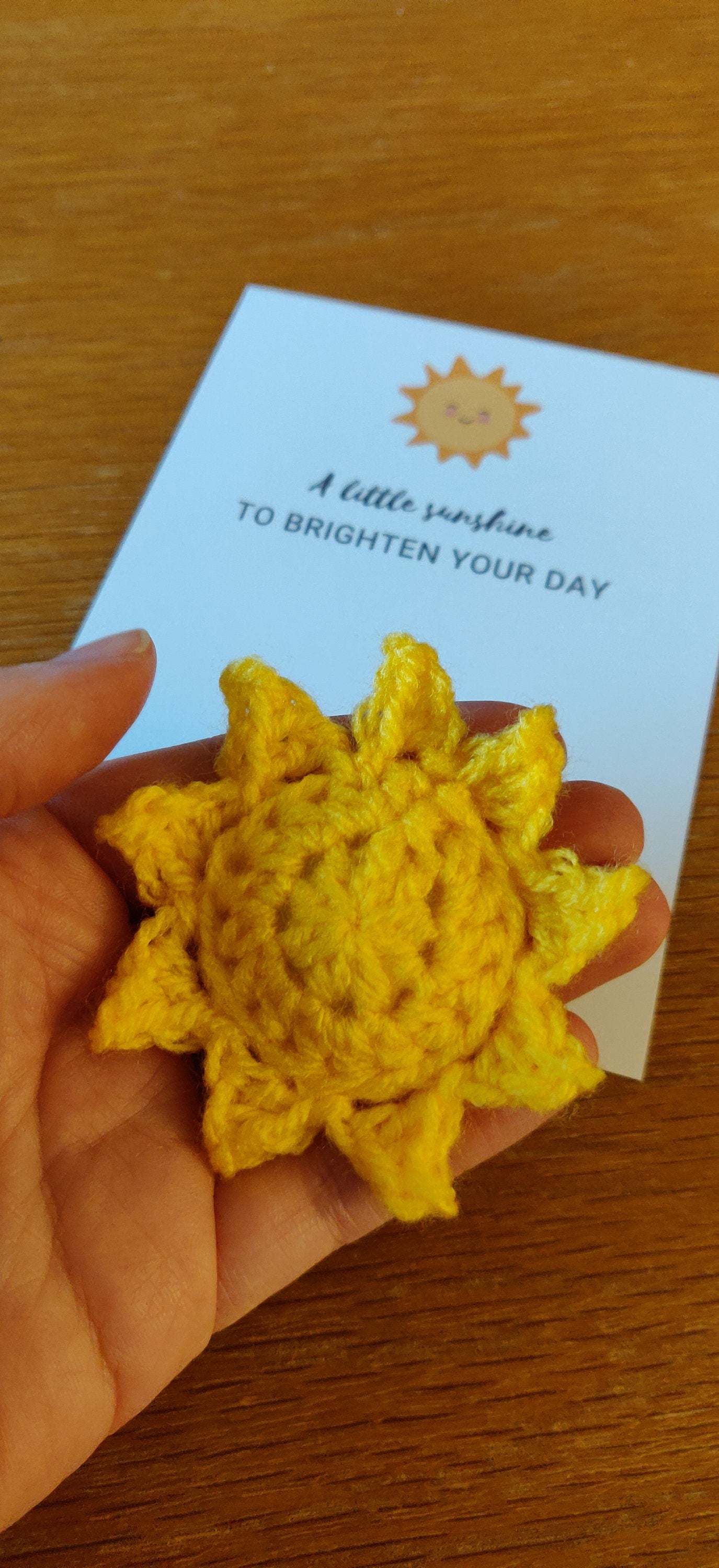 Crochet Sunshine Pocket Hug Token, Positive Gift