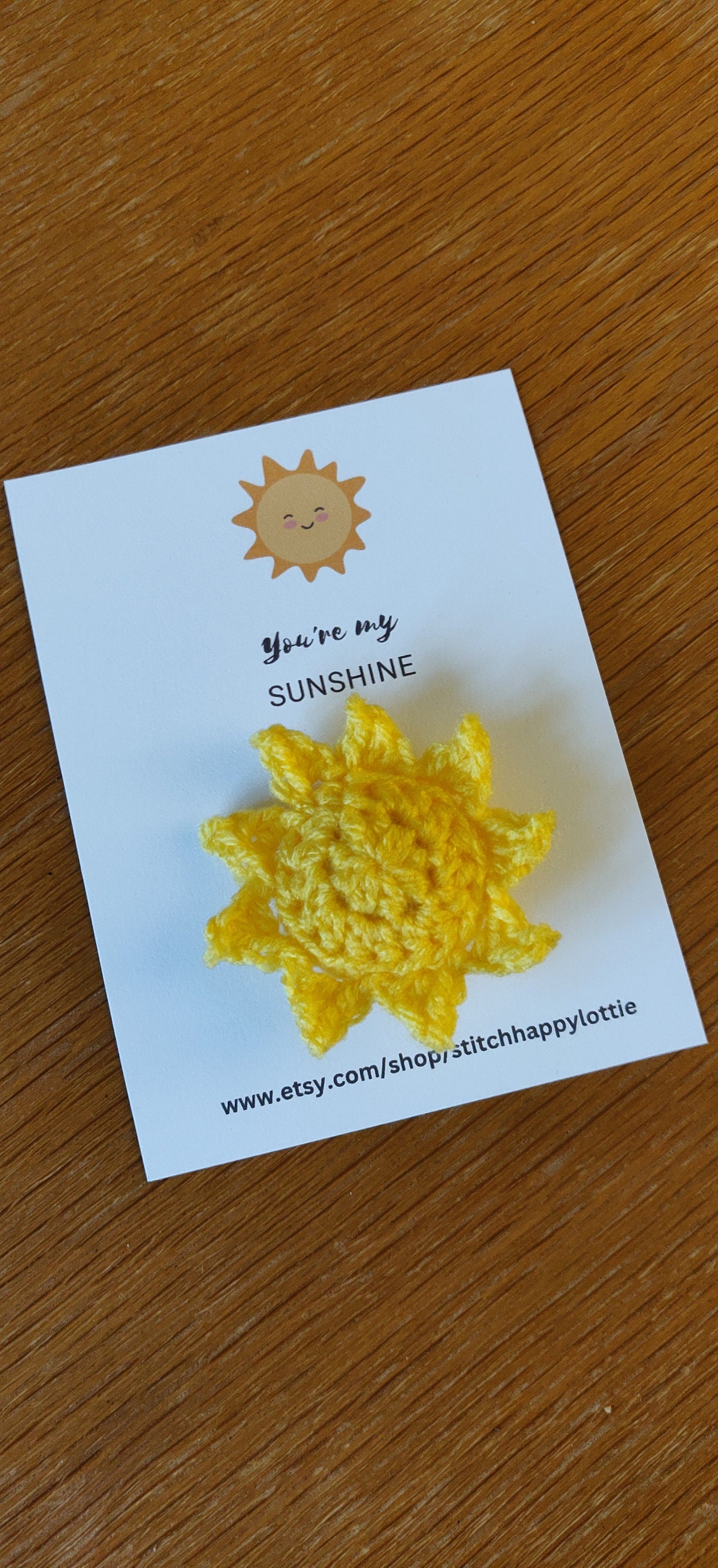 Crochet Sunshine Pocket Hug Token, Positive Gift