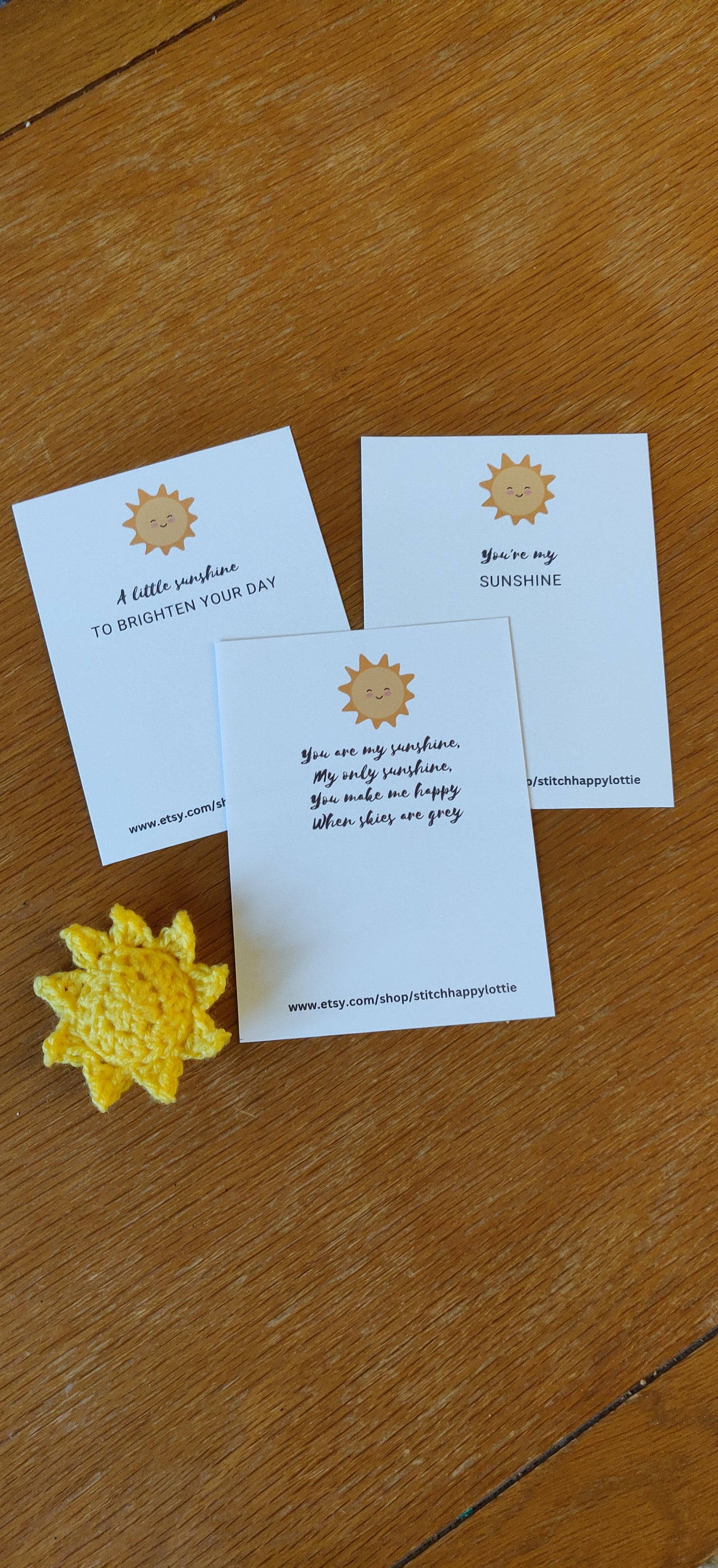 Crochet Sunshine Pocket Hug Token, Positive Gift