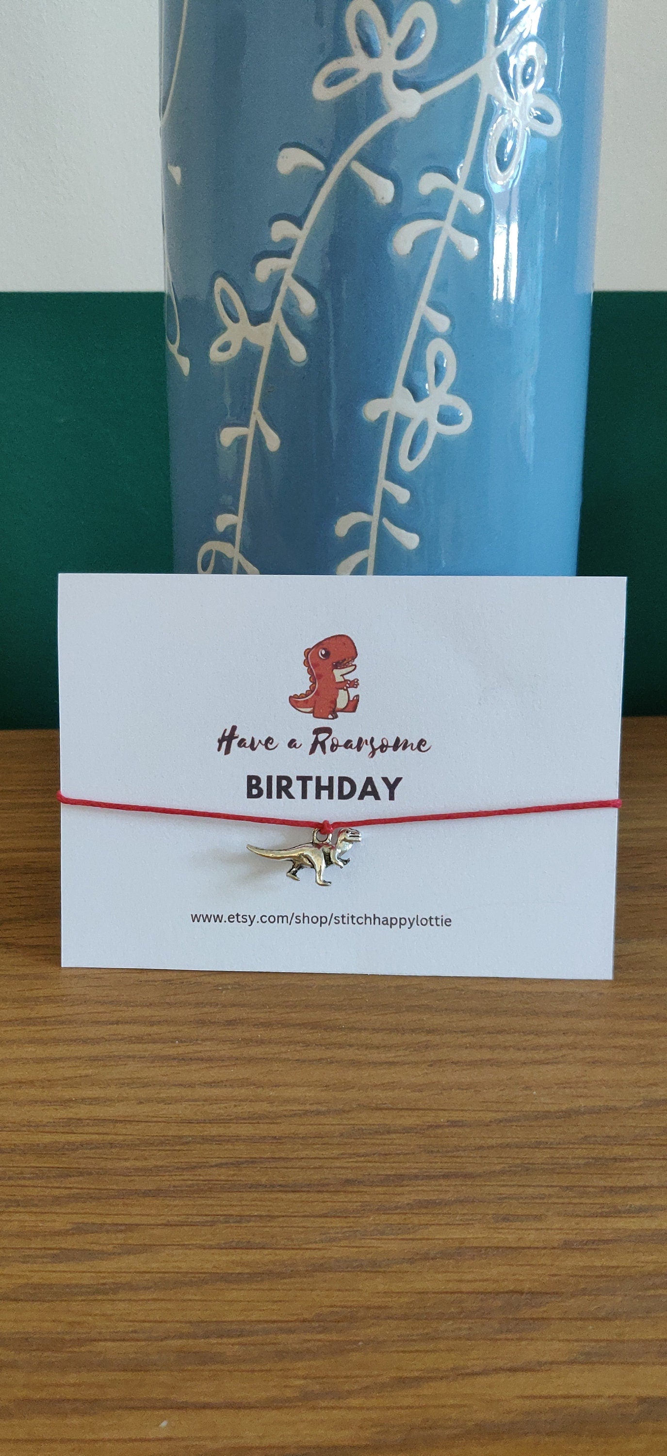 Have a Roar-some Birthday, Dinosaur Bracelet, Dinosaur Birthday Present for Kids, Kids Bracelet, T-rex Gift, Red Bracelet, Birthday Gift