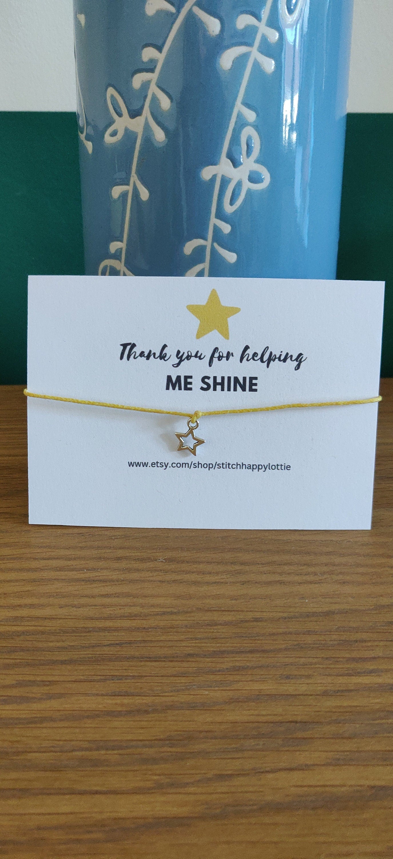 Thank you for Helping Me Shine, Star Bracelet, Teacher Gift, Thank you Gift, Appreiation Gift, Star Charm Bracelet, Yellow Bracelet for Her