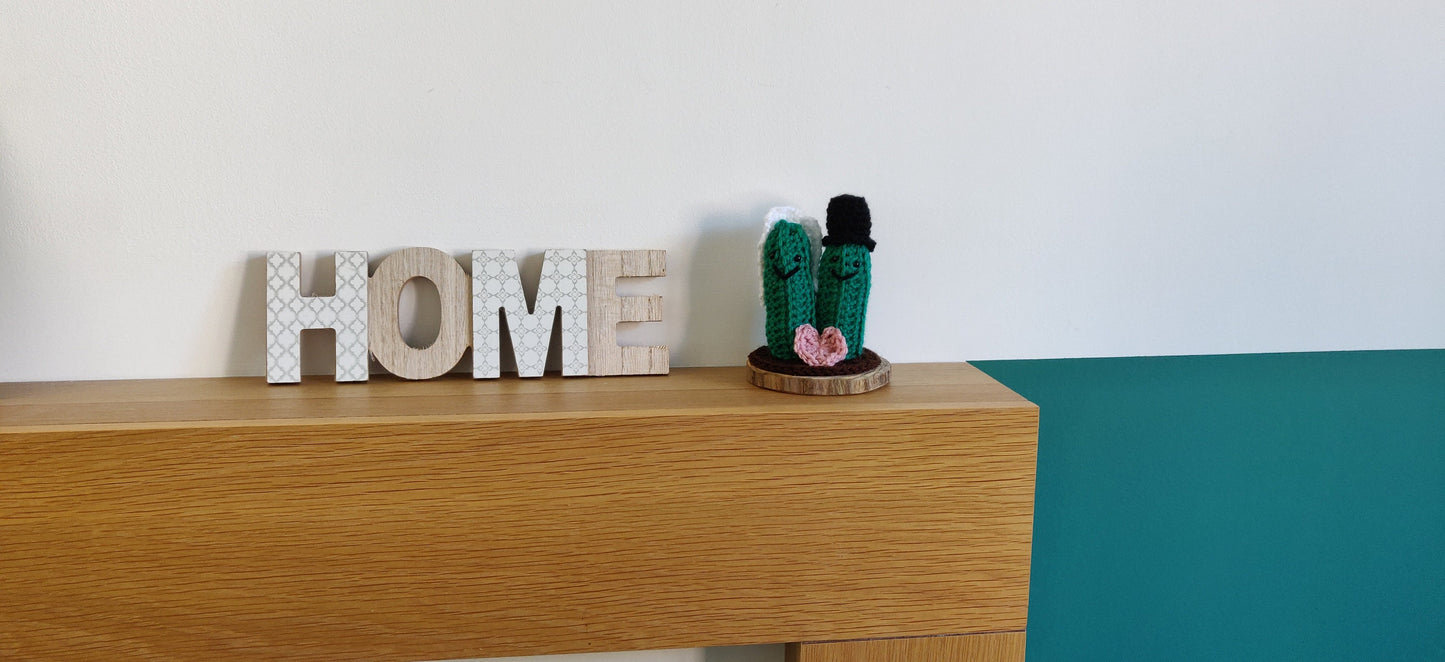 Crochet Cactuses Wedding Gift, Unique Wedding Decorations, Bride and Groom Wedding cake Topper, Wedding Present for Couple, Bride and Groom