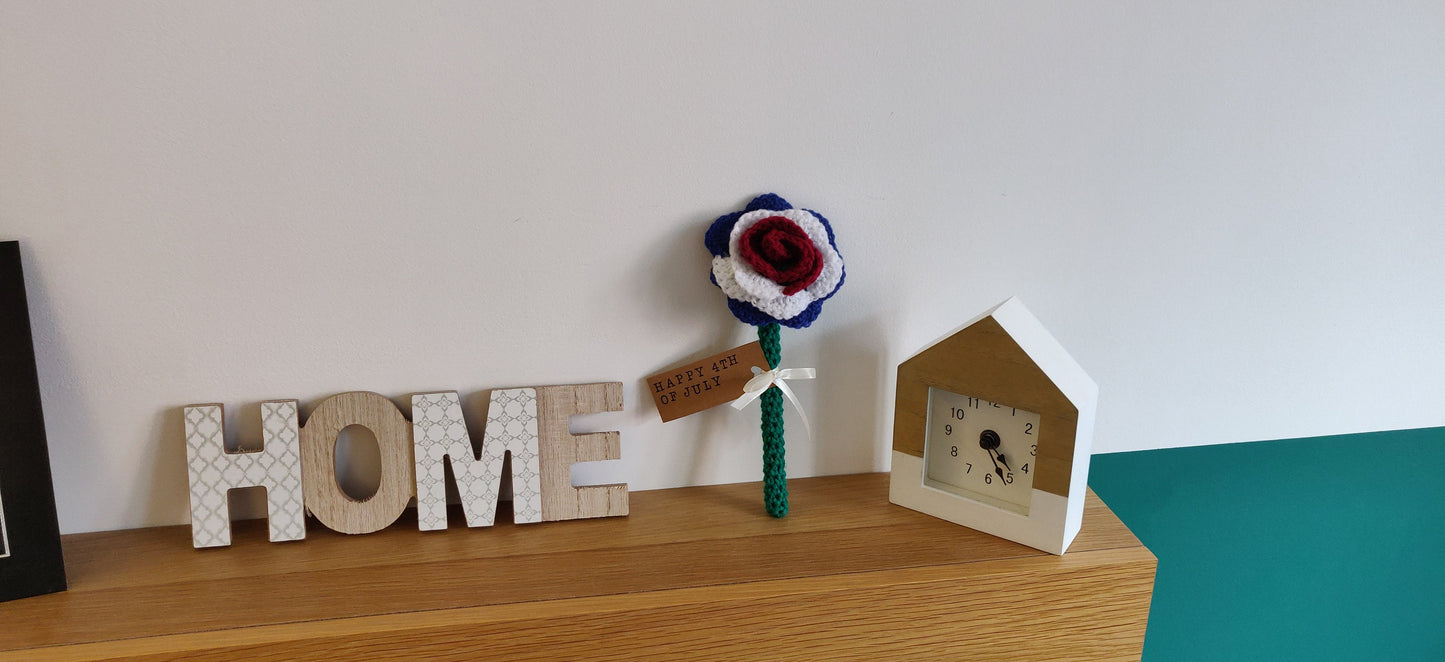 Happy 4th July Flower, Red, White and Blue American Flag Decoration, Fourth of July Gift, Independence Day, Patriotic, Stars and Stripes,