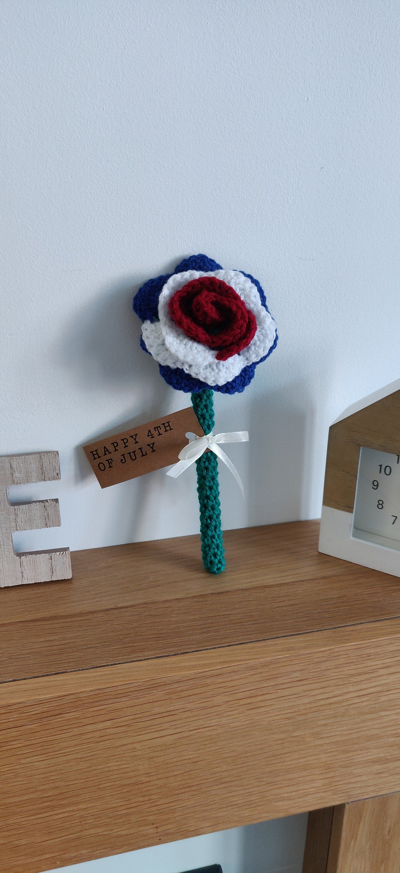 Happy 4th July Flower, Red, White and Blue American Flag Decoration, Fourth of July Gift, Independence Day, Patriotic, Stars and Stripes,
