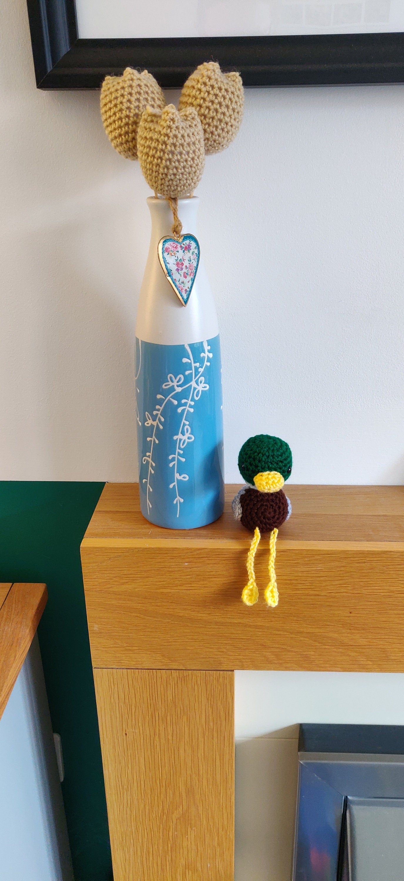 Crochet Mallard Duck Figurine: Shelf Sitter Ornament