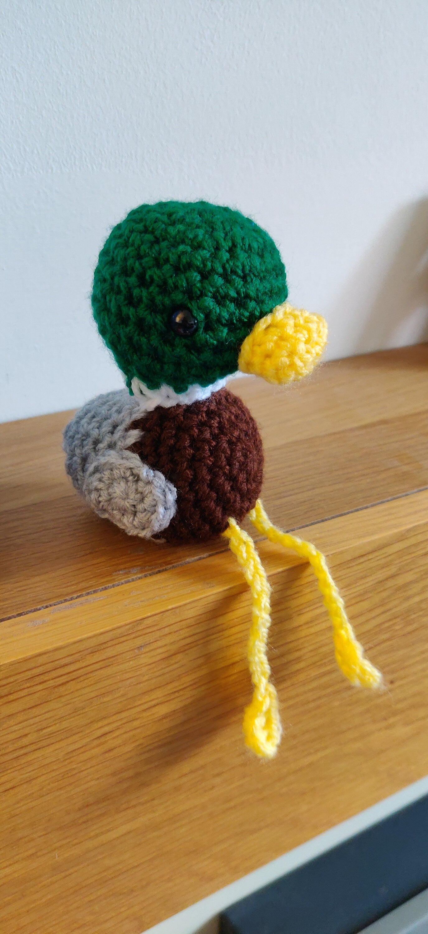 Crochet Mallard Duck Figurine: Shelf Sitter Ornament