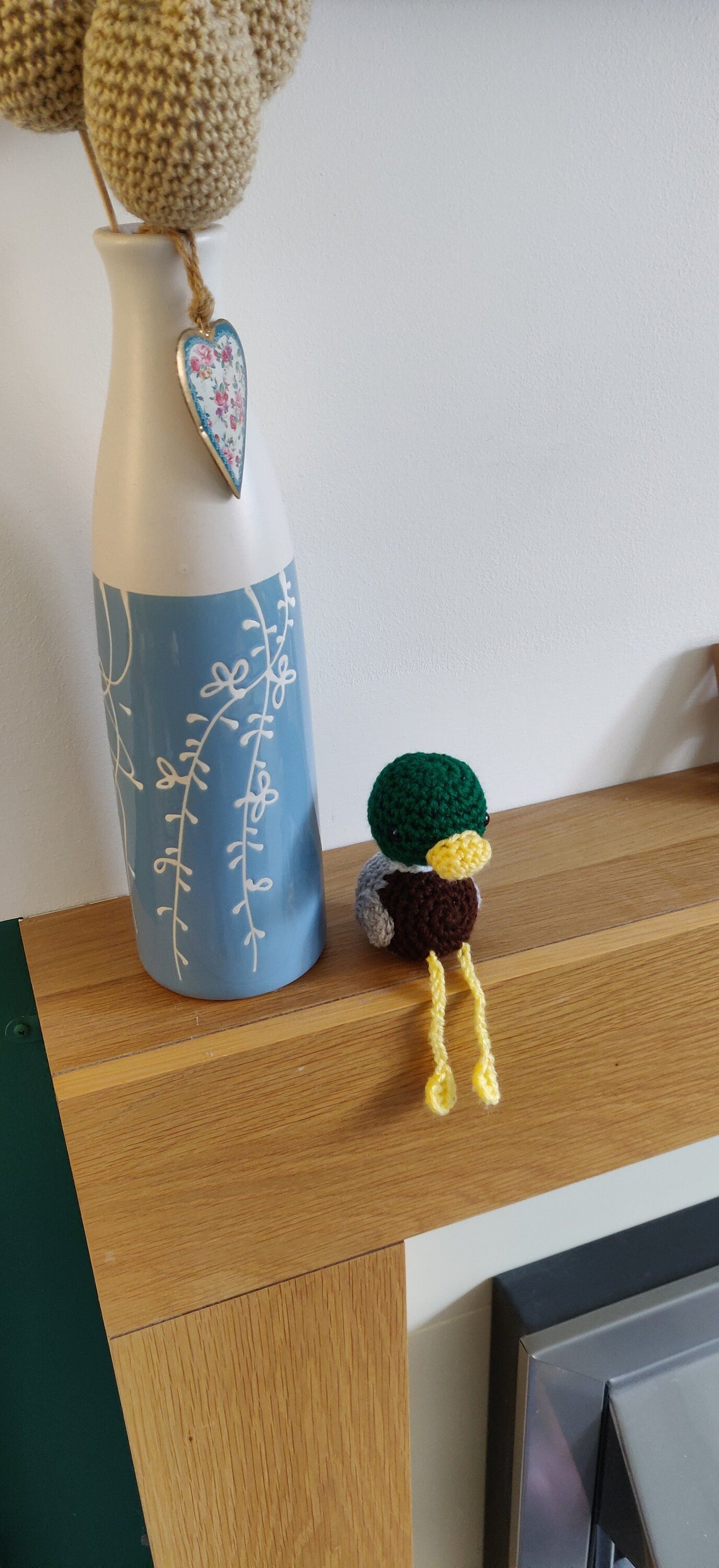 Crochet Mallard Duck Figurine: Shelf Sitter Ornament