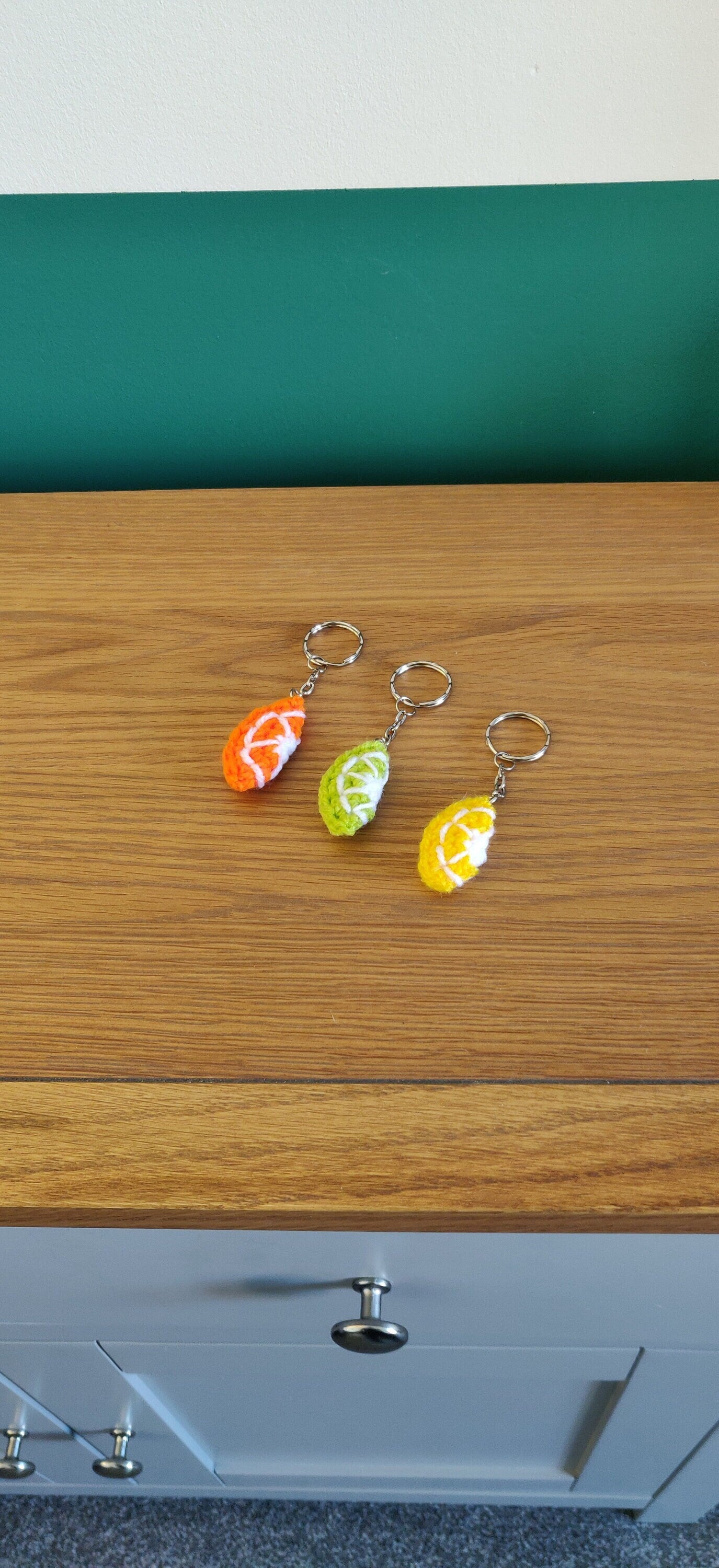 Fruit Slice Keyring, Lemon, Orange and Lime Key Chain, Crochet Fruit, Birthday Cocktail Keyring Gift, Bag Accessories