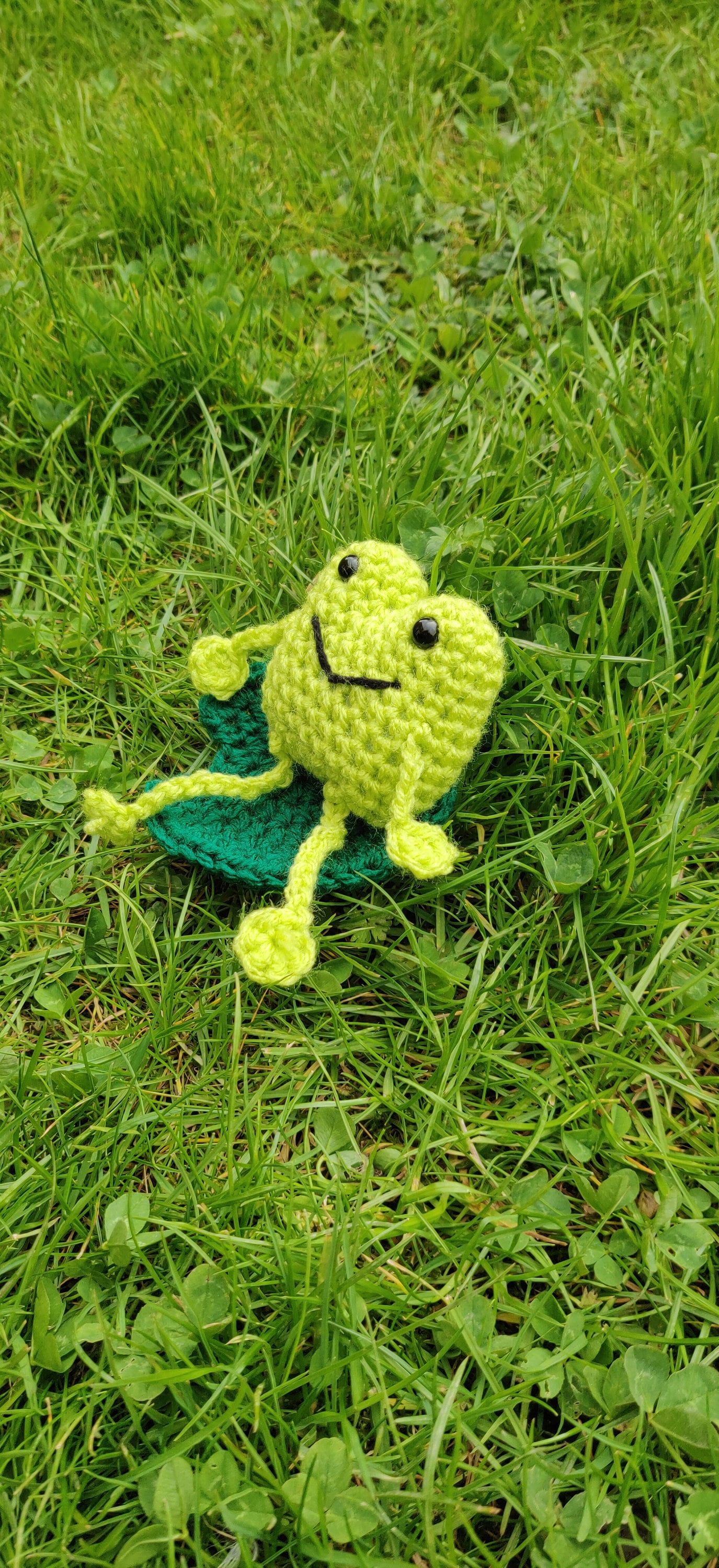 Crochet Frog with Water Lily, Frog Plush, Frog Gift for Kids, Toad Ornament, Froggy Figurine, Fun Frog Prince, Shelf Sitter, Shelf Buddy