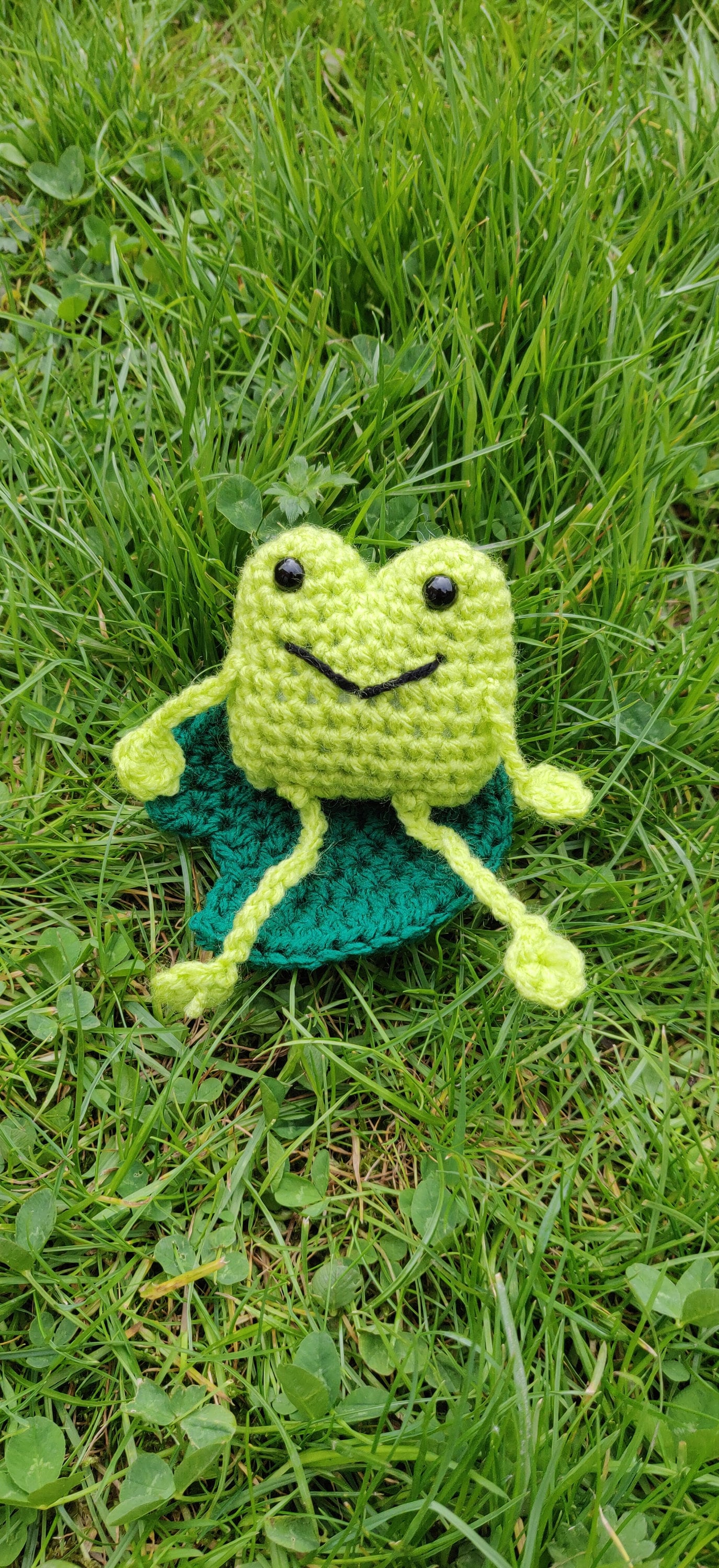 Crochet Frog with Water Lily, Frog Plush, Frog Gift for Kids, Toad Ornament, Froggy Figurine, Fun Frog Prince, Shelf Sitter, Shelf Buddy