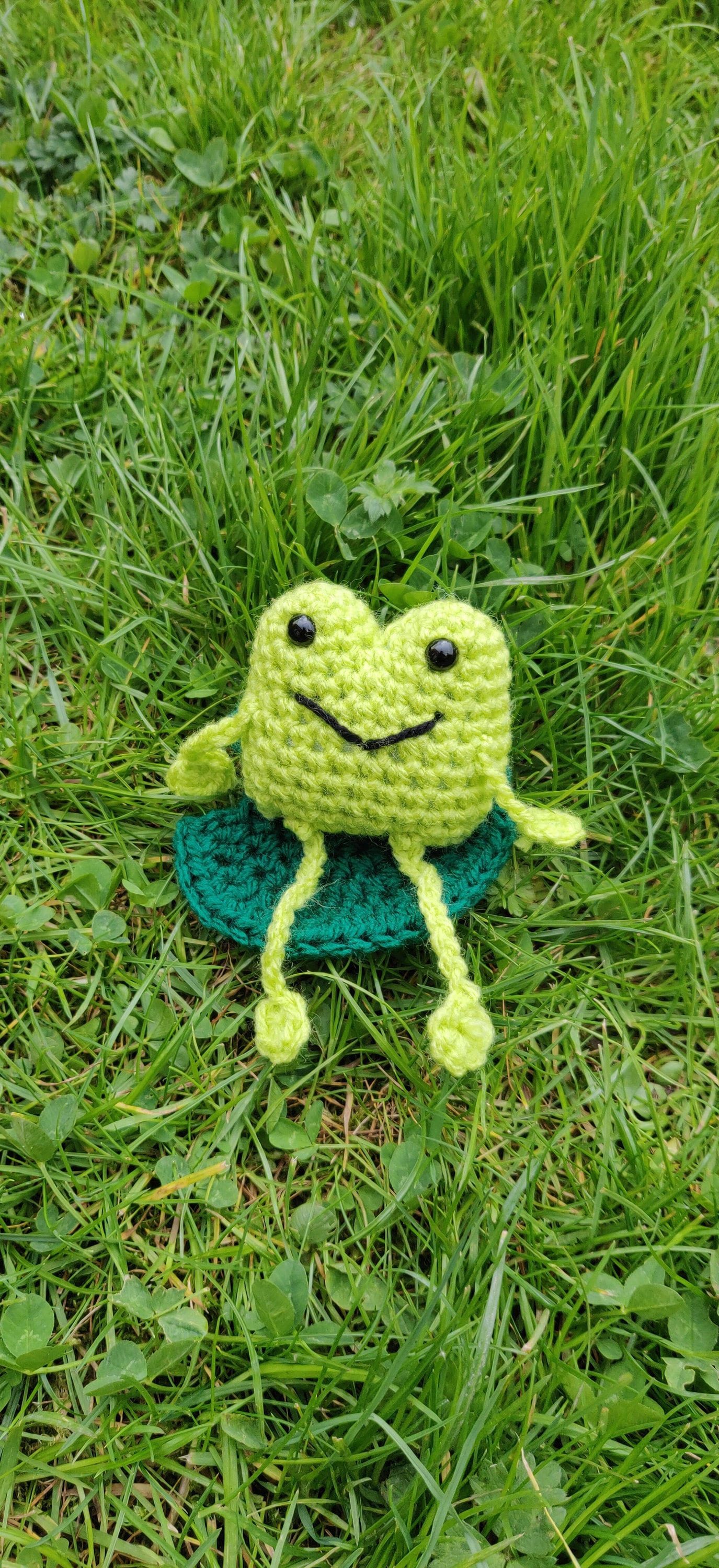 Crochet Frog with Water Lily, Frog Plush, Frog Gift for Kids, Toad Ornament, Froggy Figurine, Fun Frog Prince, Shelf Sitter, Shelf Buddy
