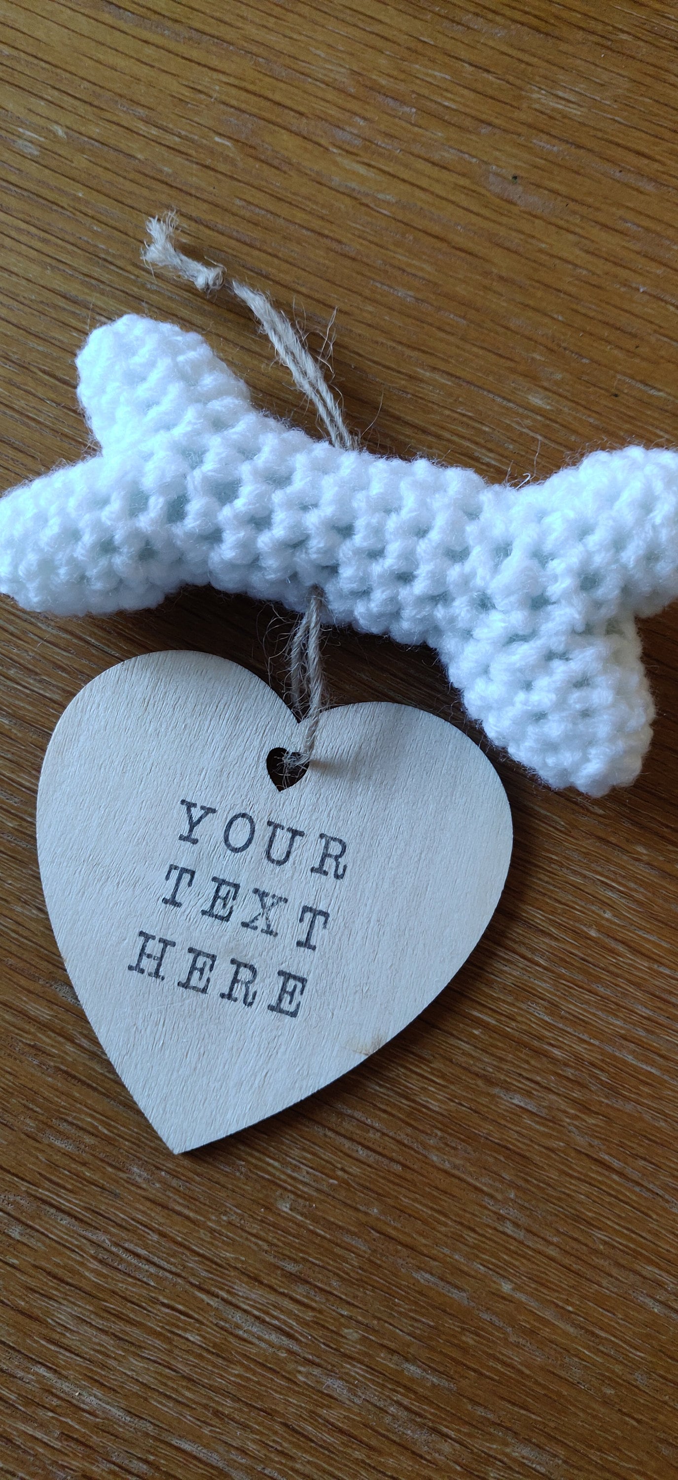 Personalized Pet Memorial Sign: Crochet Bone, Wooden Heart