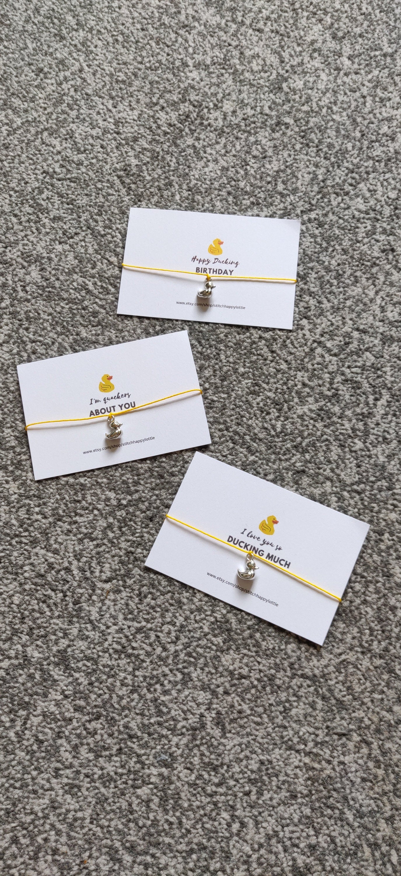 Duck Charm Bracelet, Yellow Duck Gift, Happy Ducking Birthday Card, I love you so Ducking Much, I'm Quackers About You, Duck Jewellery,