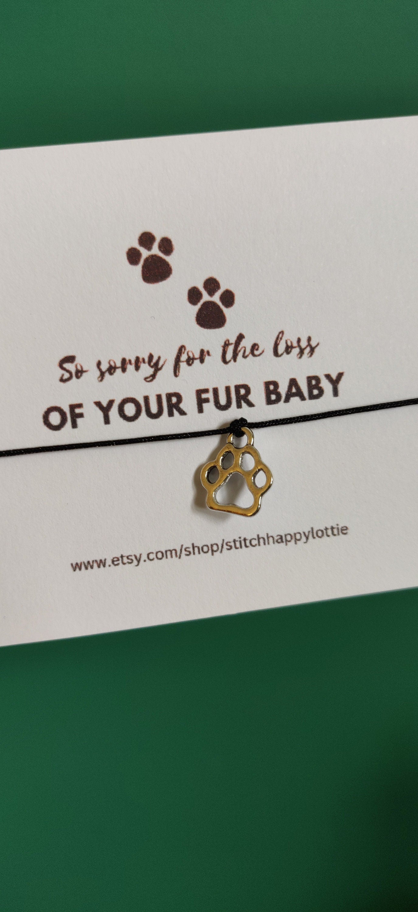 Paw Print Charm Bracelet: Pet Loss Gift, Adjustable Cord