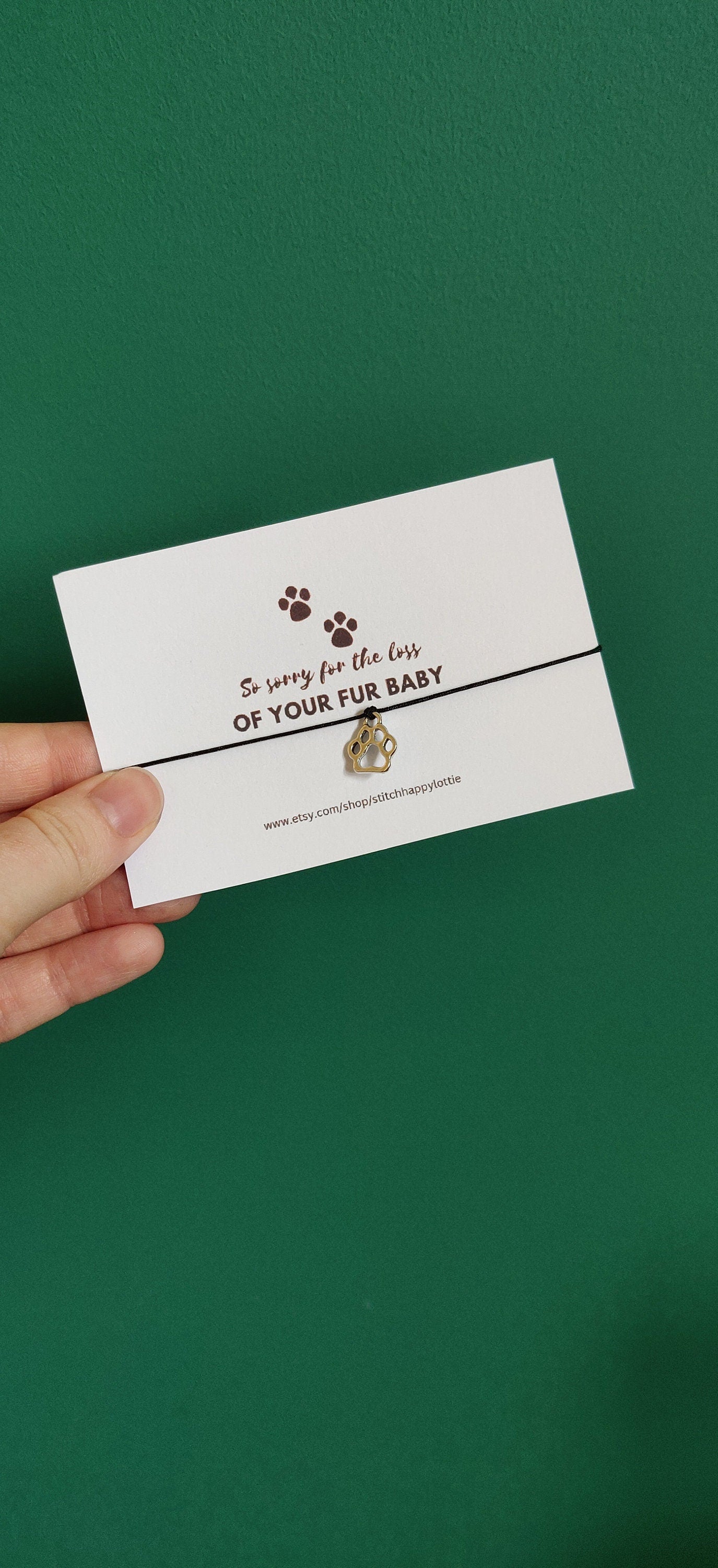 Paw Print Charm Bracelet: Pet Loss Gift, Adjustable Cord