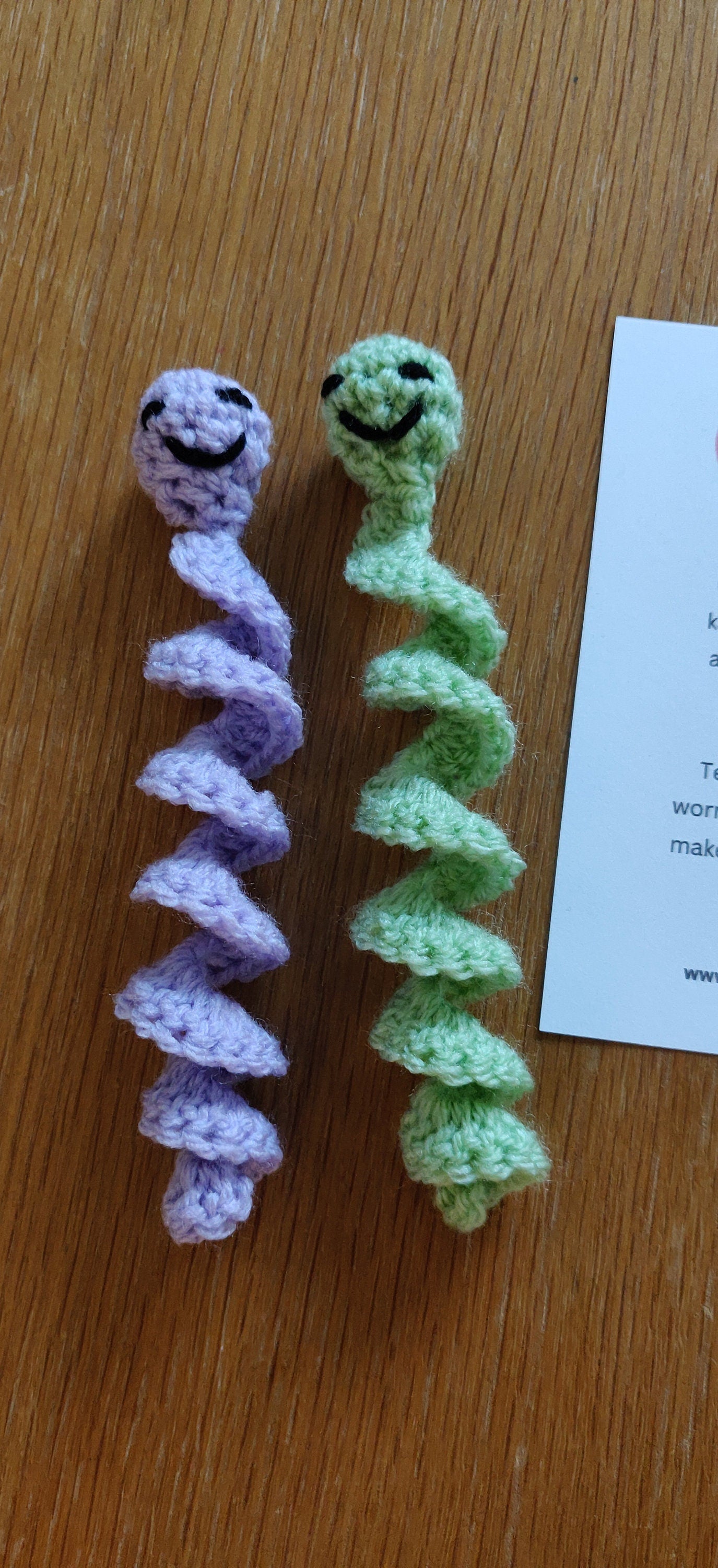 Crochet Worry Worm Pet: Anxious Gift with Poem Card