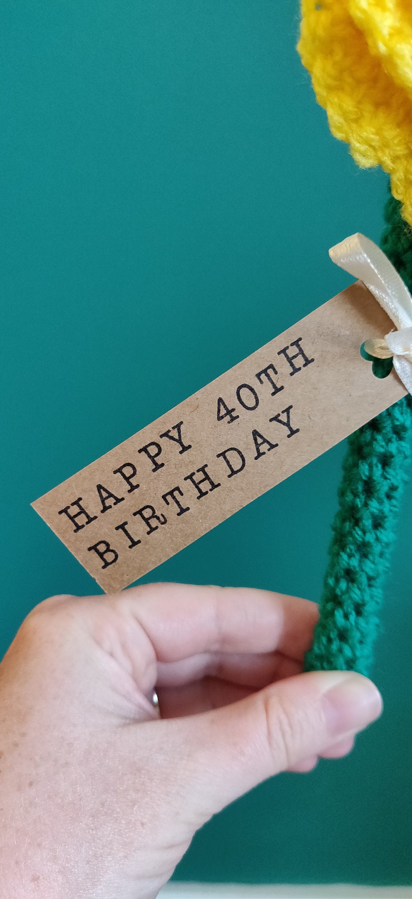 Personalized Crochet Yellow Rose, Milestone Birthday Gift