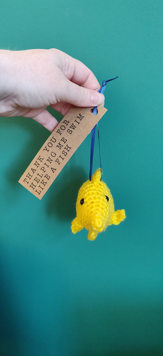 Crochet Yellow Fish, Swimming Instructor Gift