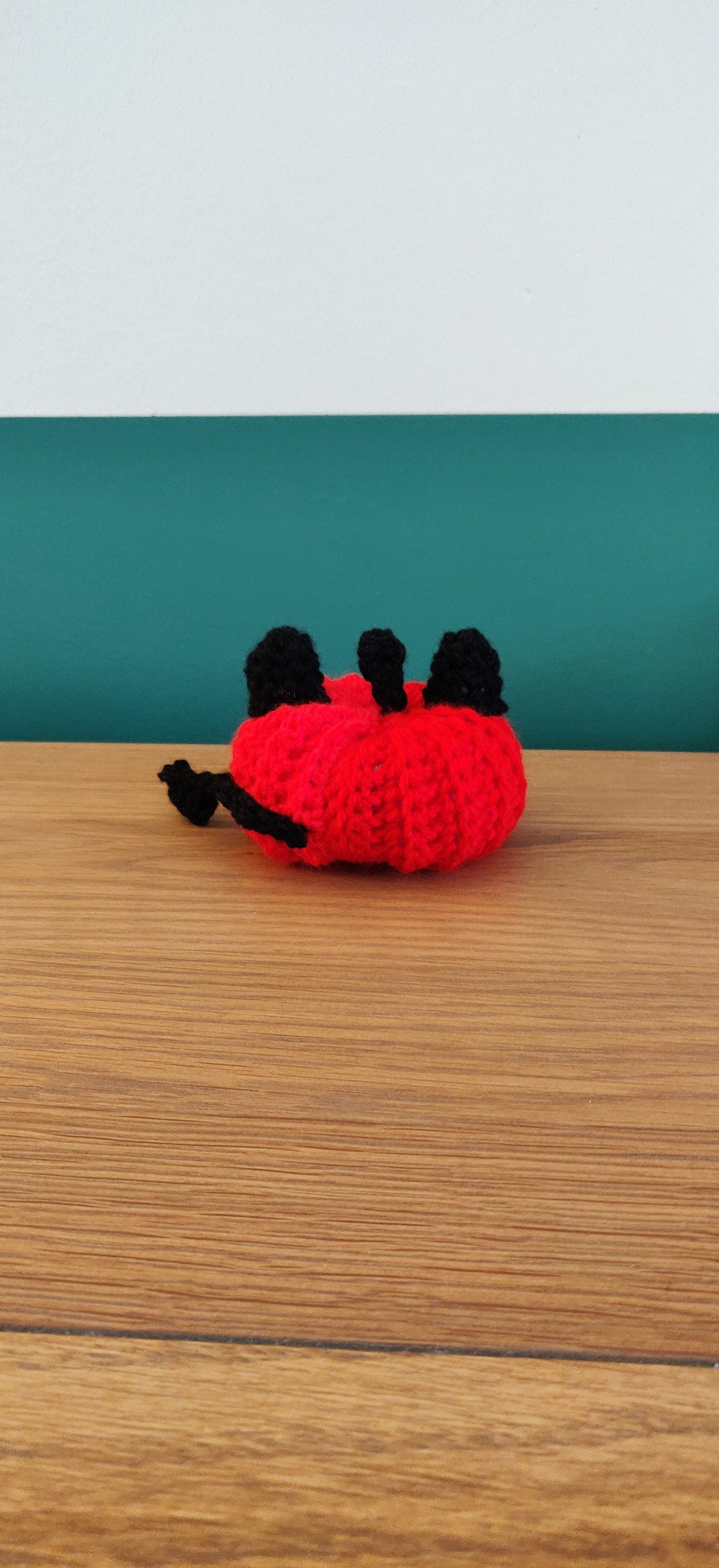Red Devil Pumpkin, Halloween Decoration, Crochet Pumpkin with Horns, Devil Halloween Decor, Hell Pumpkin Decoration, Satan Ornament, Lucifer