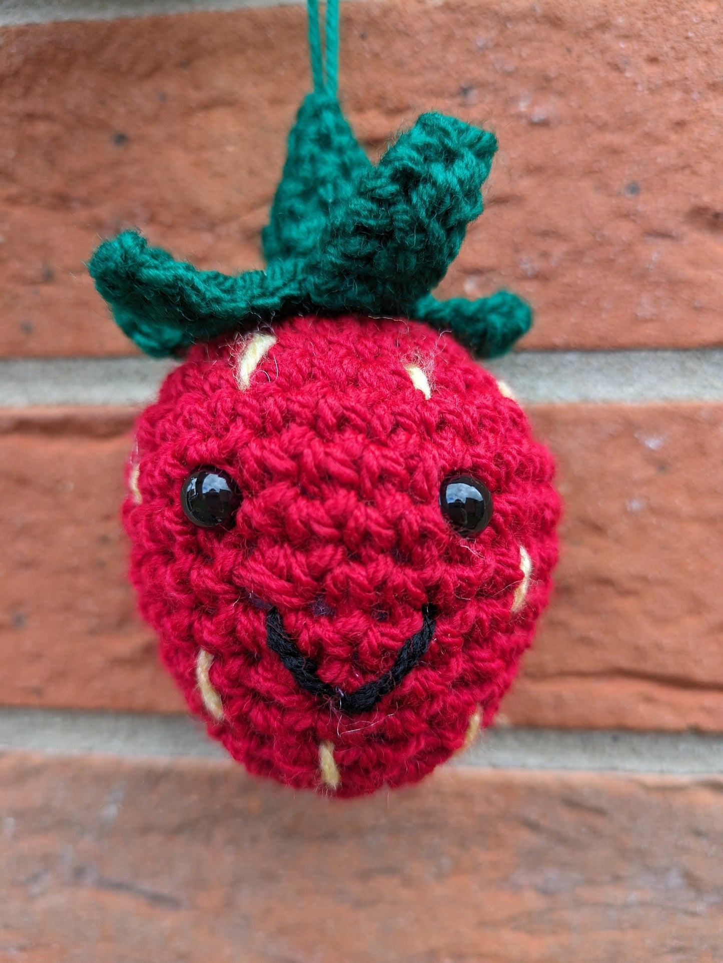 Crochet Strawberry Car Charm: Pun Gift Tag, Anniversary, Valentines Day