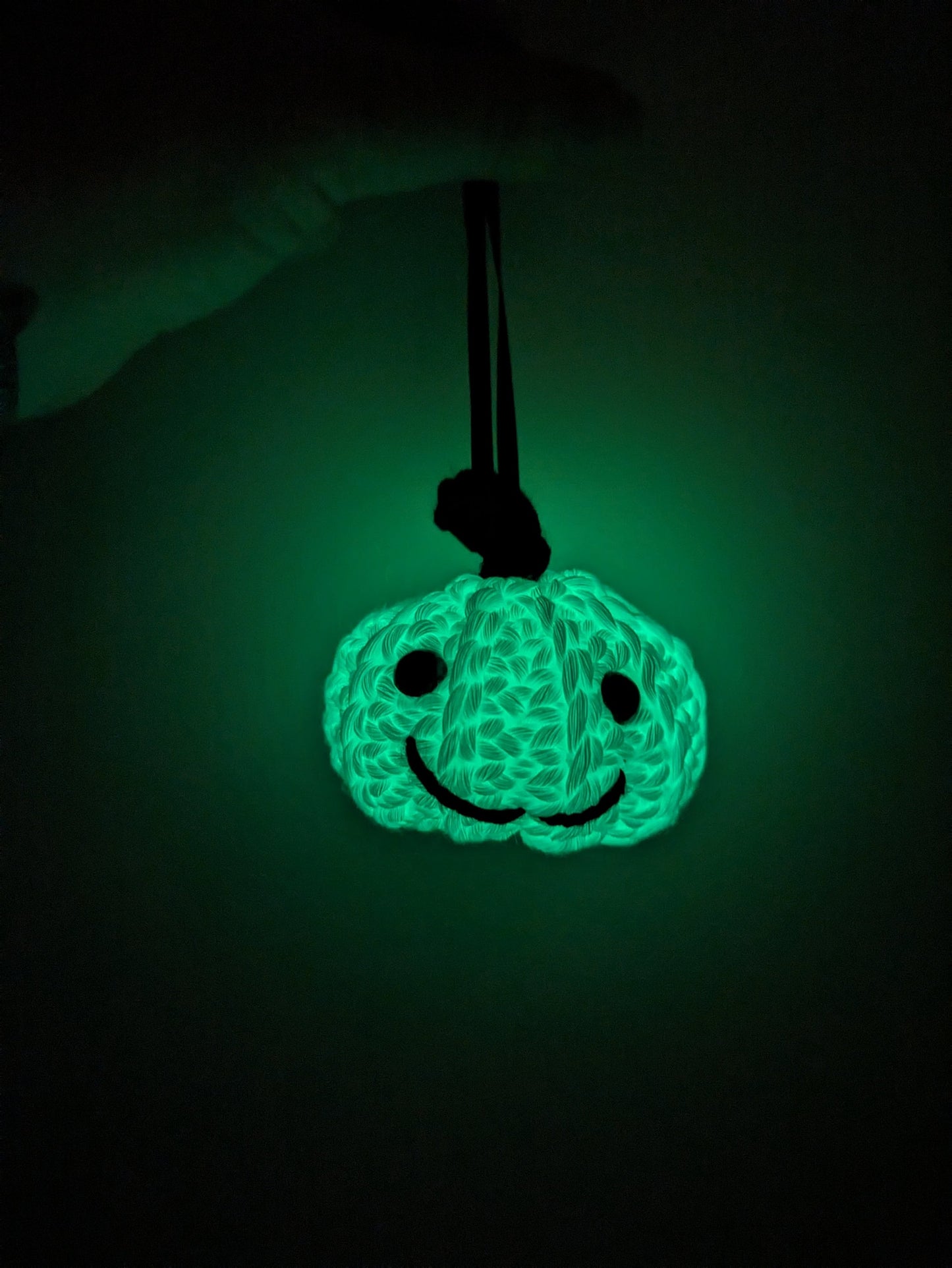 Glow in the Dark Crochet Pumpkin Ornament, Halloween Decor