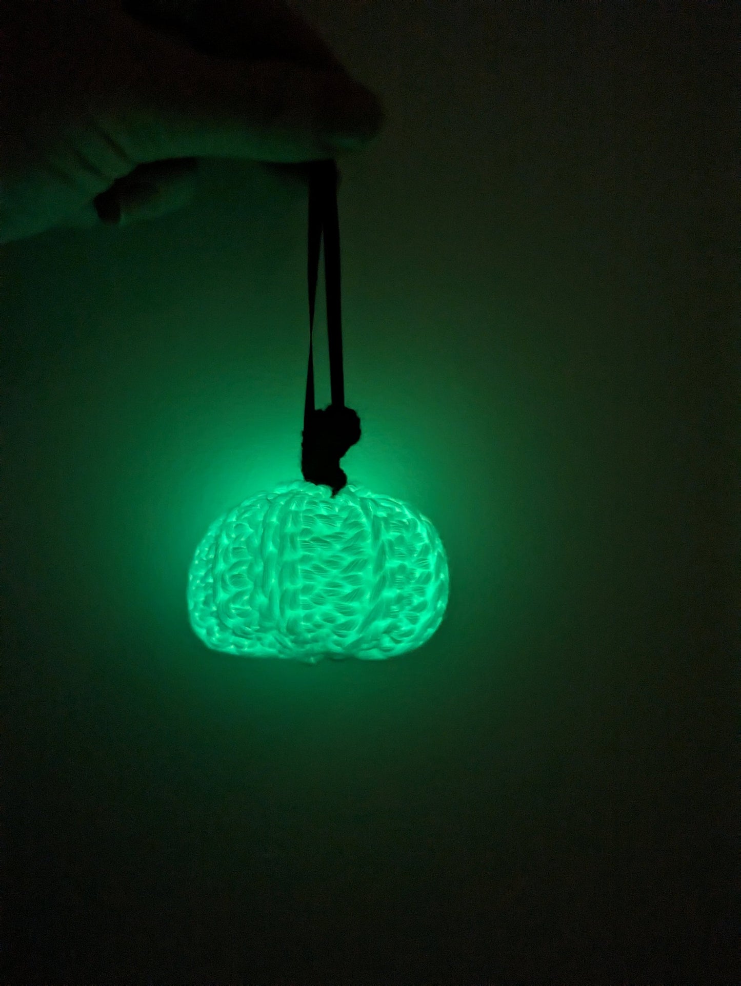 Glow in the Dark Crochet Pumpkin Ornament, Halloween Decor