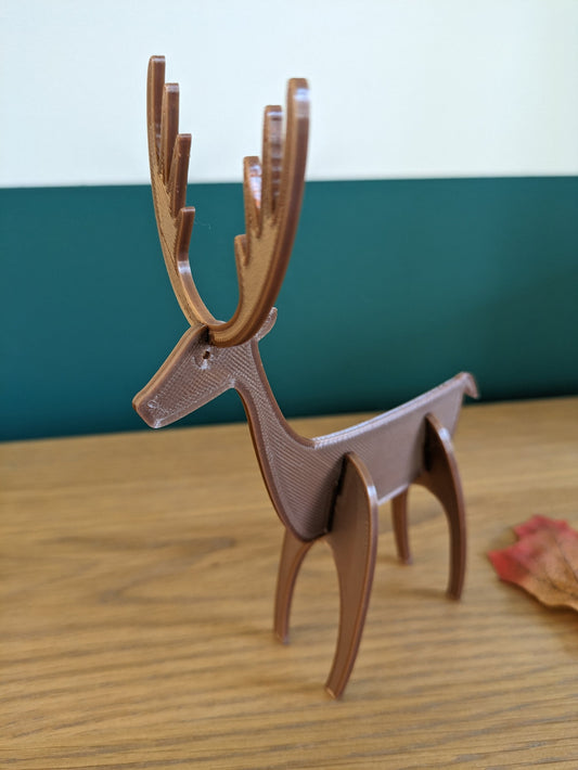 3D Printed Deer Figurine, Minimalist Reindeer Ornament, DIY Assembly