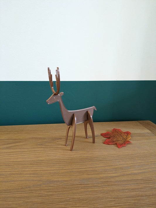 3D Printed Deer Figurine, Minimalist Reindeer Ornament, DIY Assembly