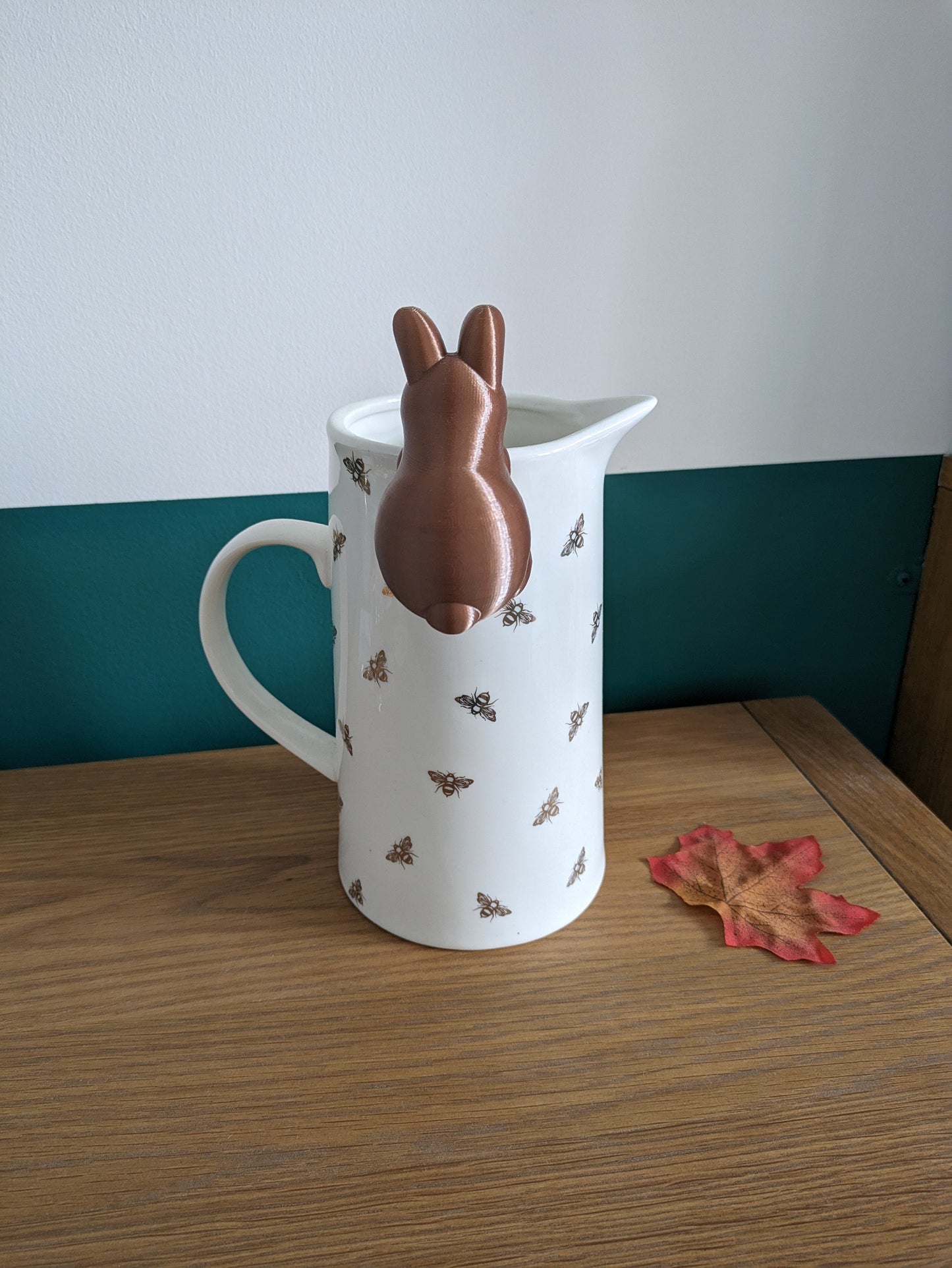 3D Printed Brown Rabbit Plant Pot Hanger: Bunny Home Decor