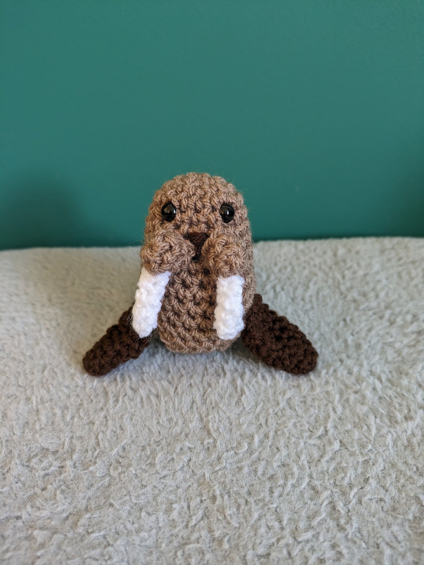 Crochet Walrus Figure, Animal Plush Keychain