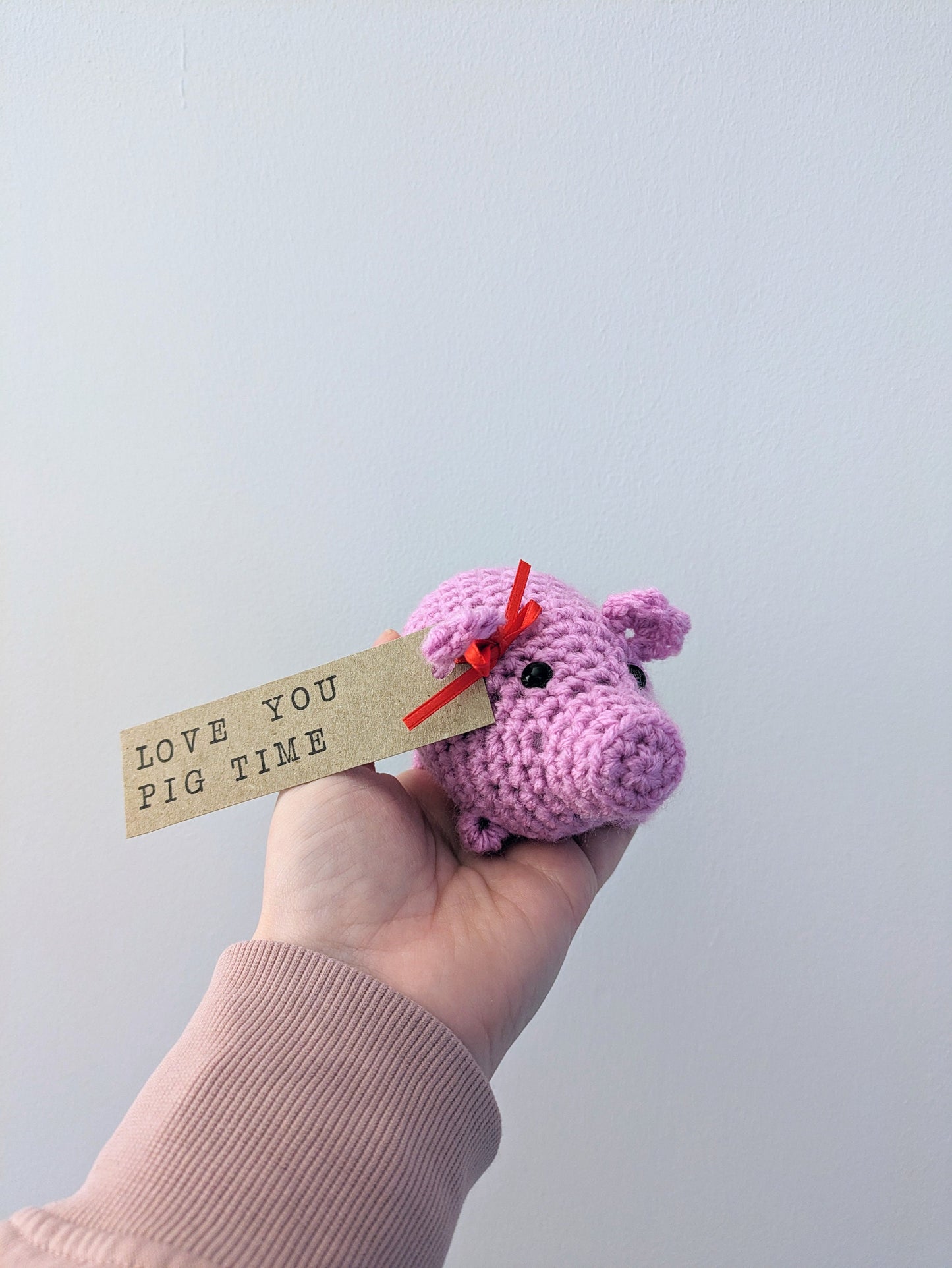 Pink Pig Home Decor, Crochet Pig, Valentine's Day Gift, Piglet, Piggy, Pig Lover, Shelf Sitter, Buddy, Pig Ornament, Figurine, Home Decor