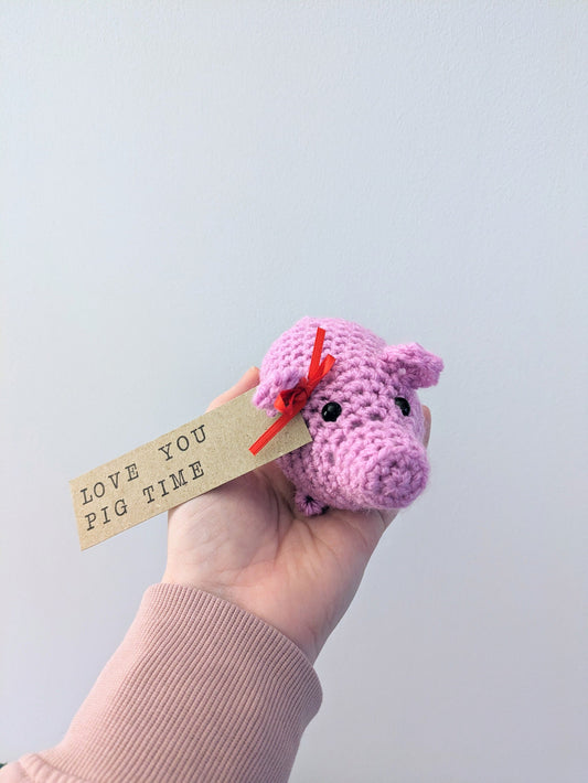 Pink Pig Home Decor, Crochet Pig, Valentine's Day Gift, Piglet, Piggy, Pig Lover, Shelf Sitter, Buddy, Pig Ornament, Figurine, Home Decor