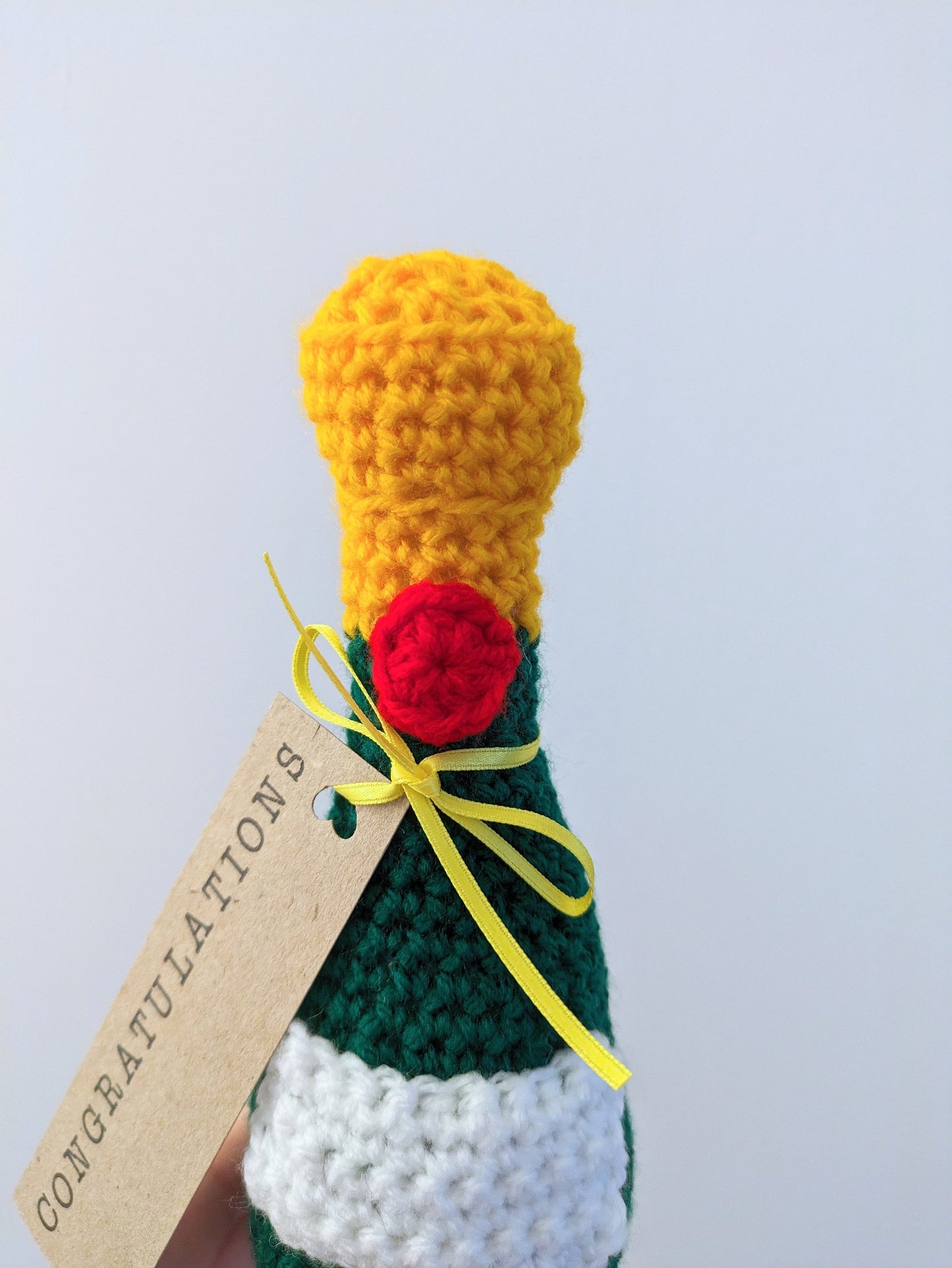 Champagne Bottle Keepsake, Celebration Gift, Wedding, Engagement, Birthday, Graduation, Crochet Gift, Personalised Crochet Gift