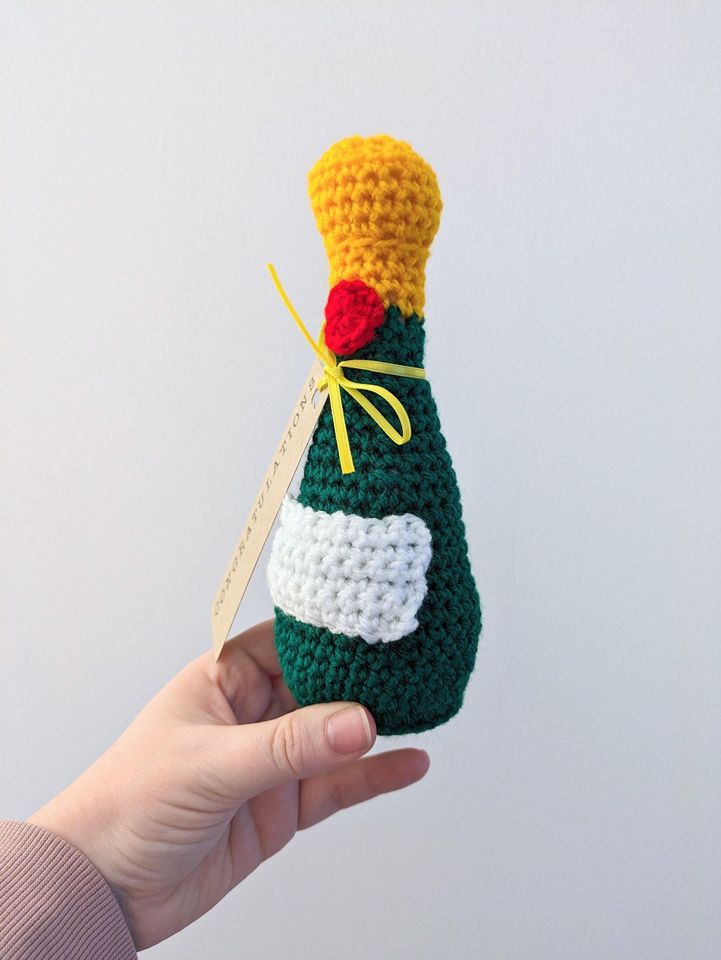 Champagne Bottle Keepsake, Celebration Gift, Wedding, Engagement, Birthday, Graduation, Crochet Gift, Personalised Crochet Gift
