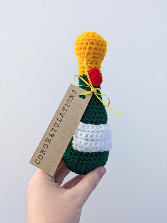 Champagne Bottle Keepsake, Celebration Gift, Wedding, Engagement, Birthday, Graduation, Crochet Gift, Personalised Crochet Gift